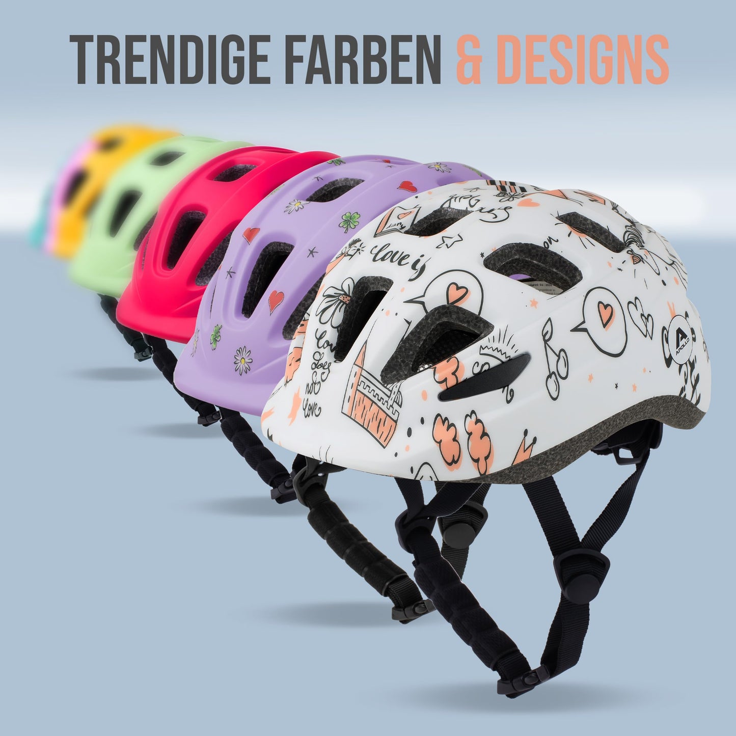 Apollo Kinder Fahrradhelm, Helm für Kinder & Jugendliche, Multisport Helm, Fahrradhelm Mädchen, Fahrradhelm Jungen, Kinderhelm ab 3 Jahre, Verstellbarer Kinder-Helm, ab Größe 48, für Fahrrad & Roller