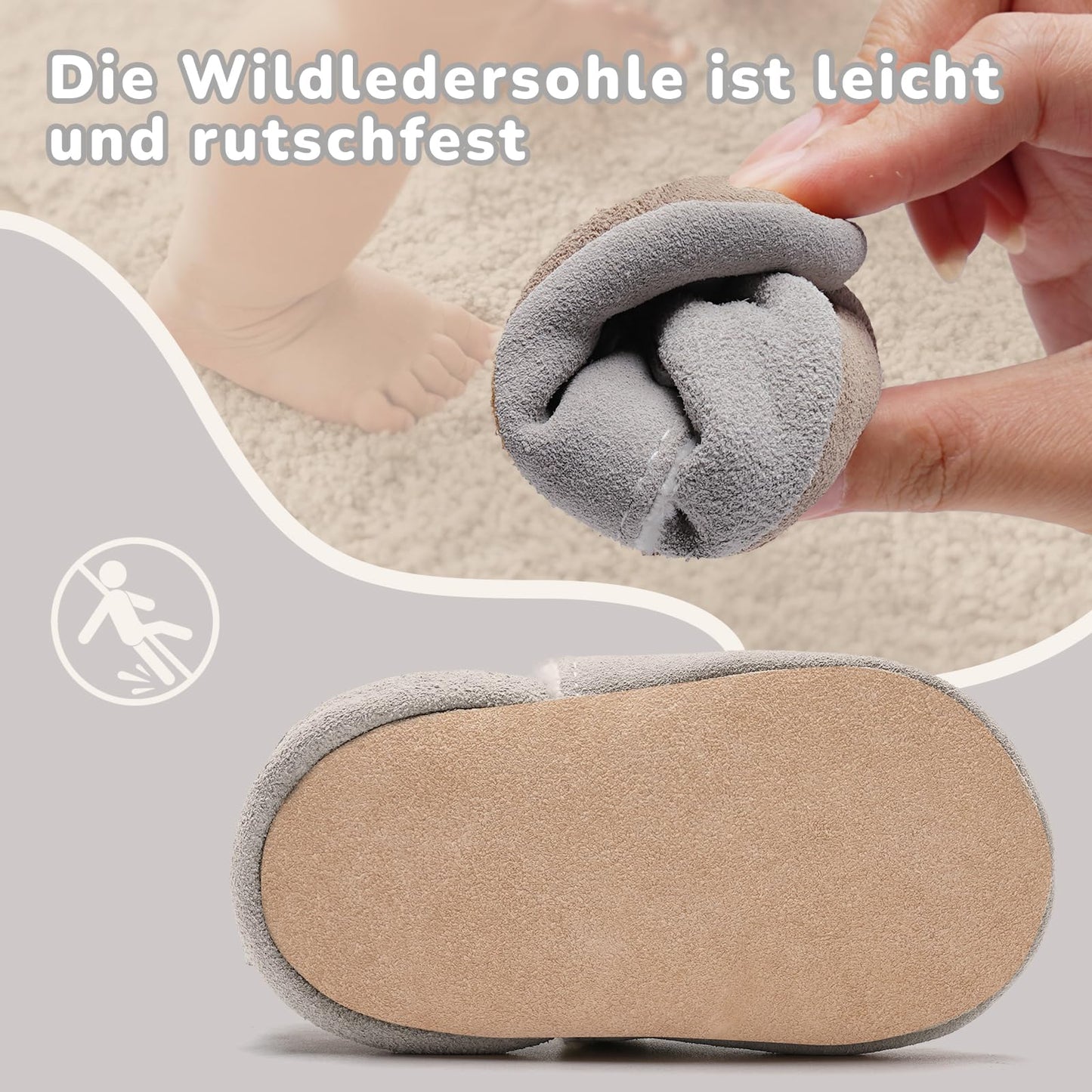 IceUnicorn Baby's Crawling Shoes, Winter First Walking Shoes, Baby Lined Leather Shoes, Soft Leather, Suede Soles, Leather Slippers