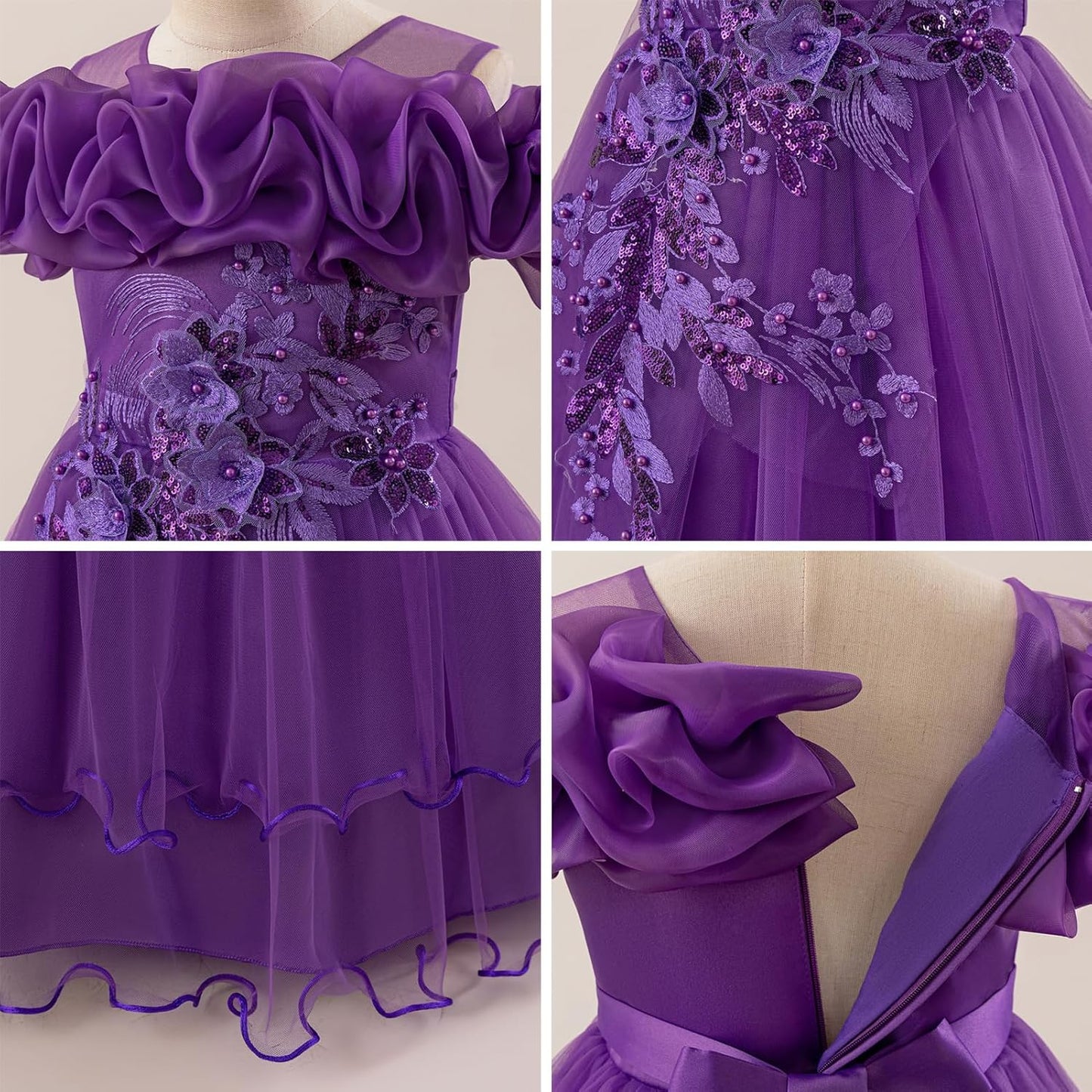 Kinder Mädchen Blumenmädchen Kleider Bestickt Hochzeit Brautjungfer Kleider Trägerlose Prinzessin Kleider Klavier Kostüme