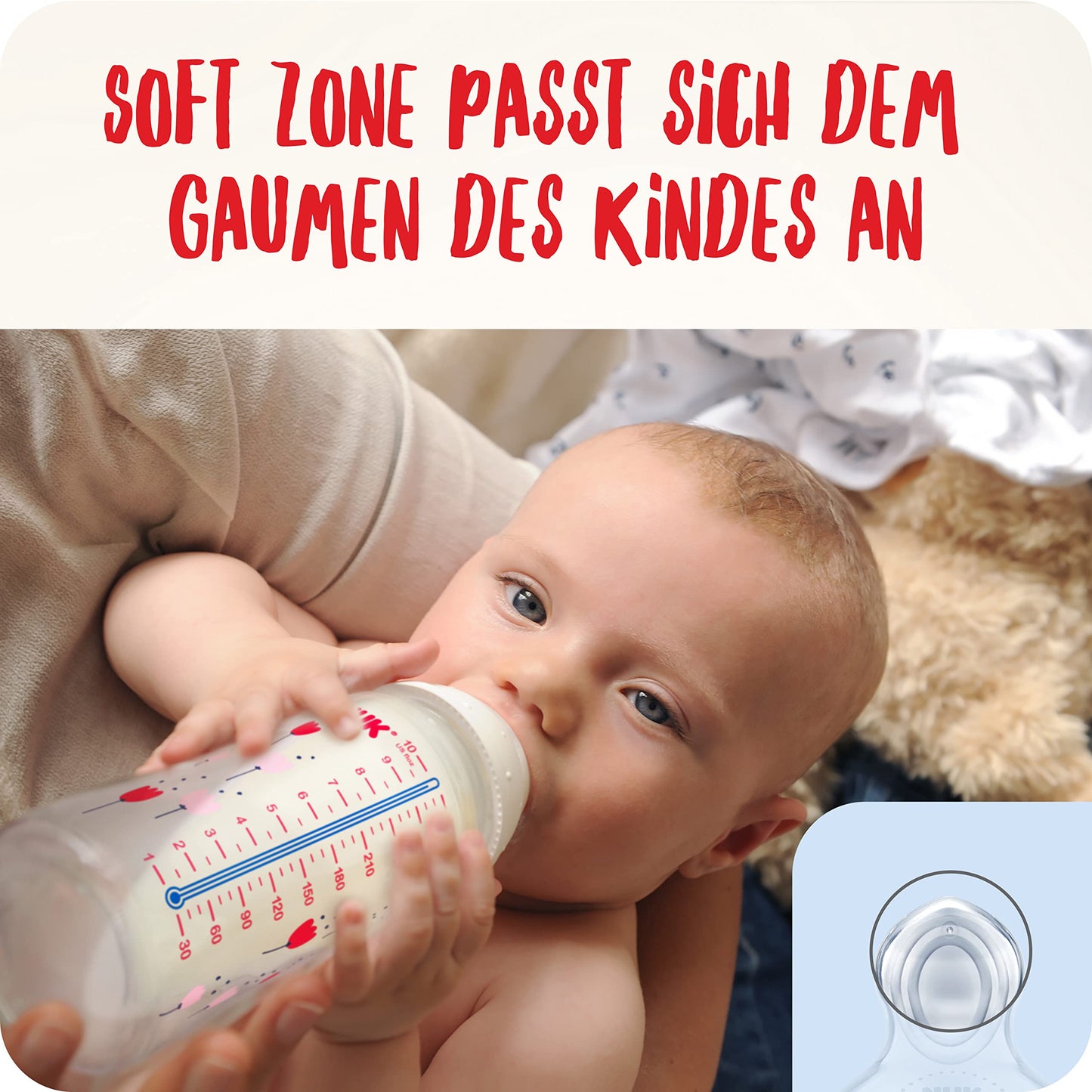 NUK Perfect Match Babyflaschenset | Ab 3 Monate | Passt sich dem Baby an | Temperature Control | Anti-Colic | 260 ml | BPA-frei | Silikontrinksauger, Medium | Regenbogen und Herz | 3 Stück - Meloni2