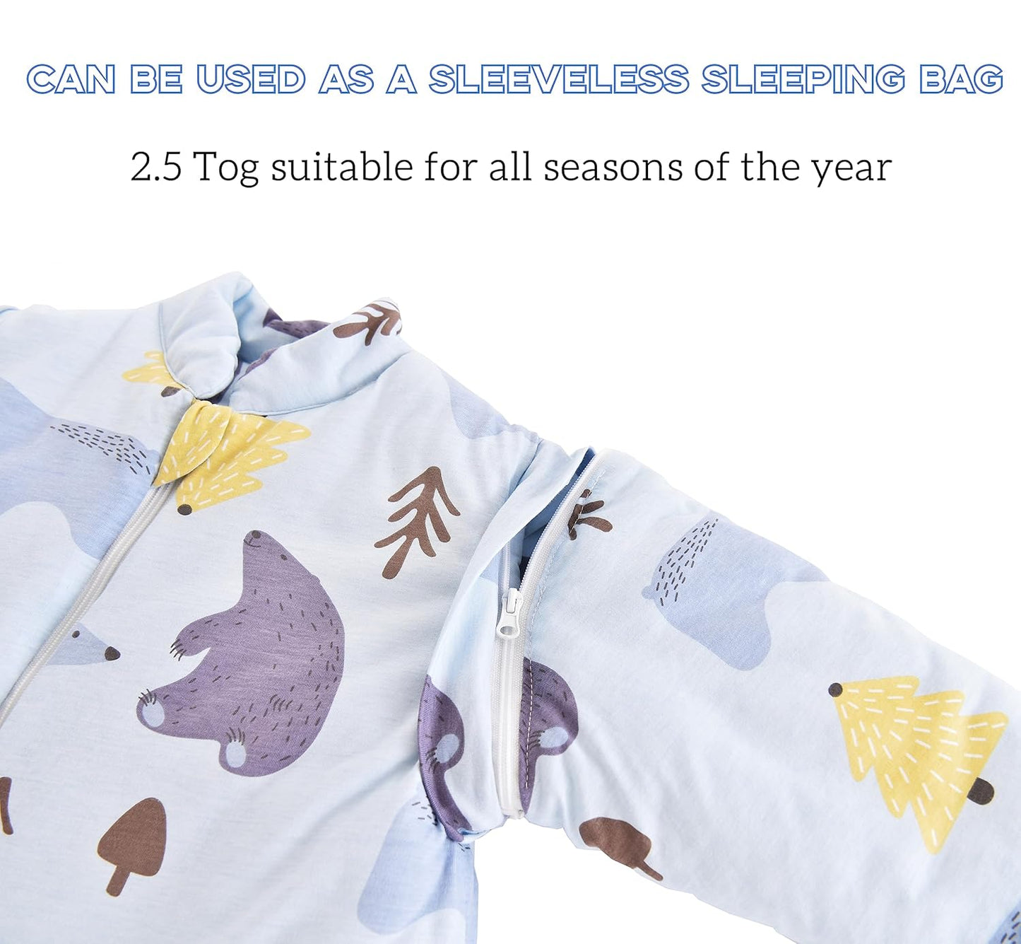 Chilsuessy Baby Sleeping Bag Winter, Removable Sleeves, Warm Lined 3.5 Tog Winter Sleeping Bags, Boys/Girls Sleeping Bag for Toddlers from 6 Months to 6 Years