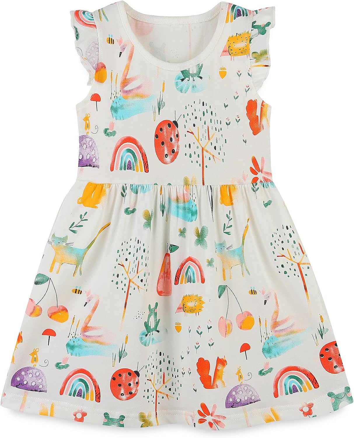 TEDD Mädchen Kleider Kurzarm Einhorn Blumen Sommerkleid Baumwolle Kleid Geburtstag Party Mädchenkleid Gr. 92-122