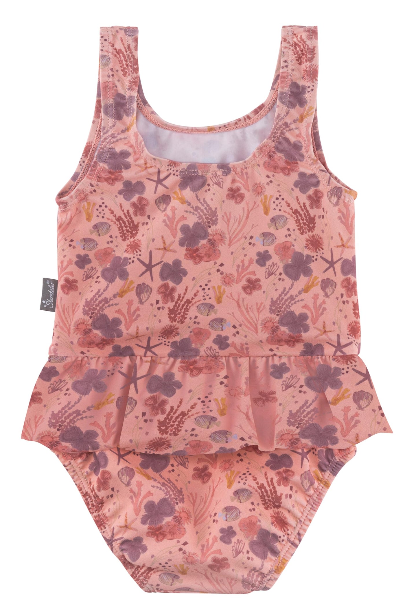 Sterntaler Badeanzug Corale Print mit Volant - UV-Schutz 50+ Schwimmanzug mit Windeleinsatz bis Größe 86/92 Badebekleidung für Mädchen
