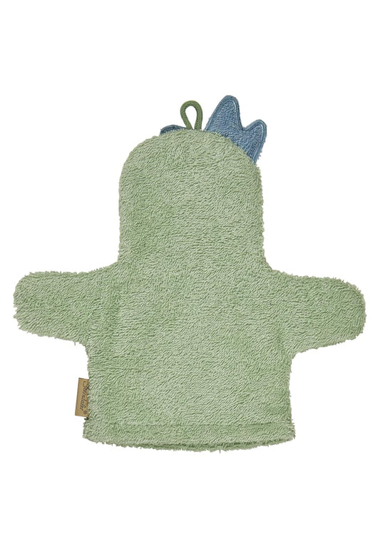Sterntaler Waschhandschuhe Dino Rexi - Frottee Babywaschhandschuh aus saugfähiger, weicher Baumwolle - Waschlappen in Dinoform - Baby und Kinder Waschlappen, eisgrün
