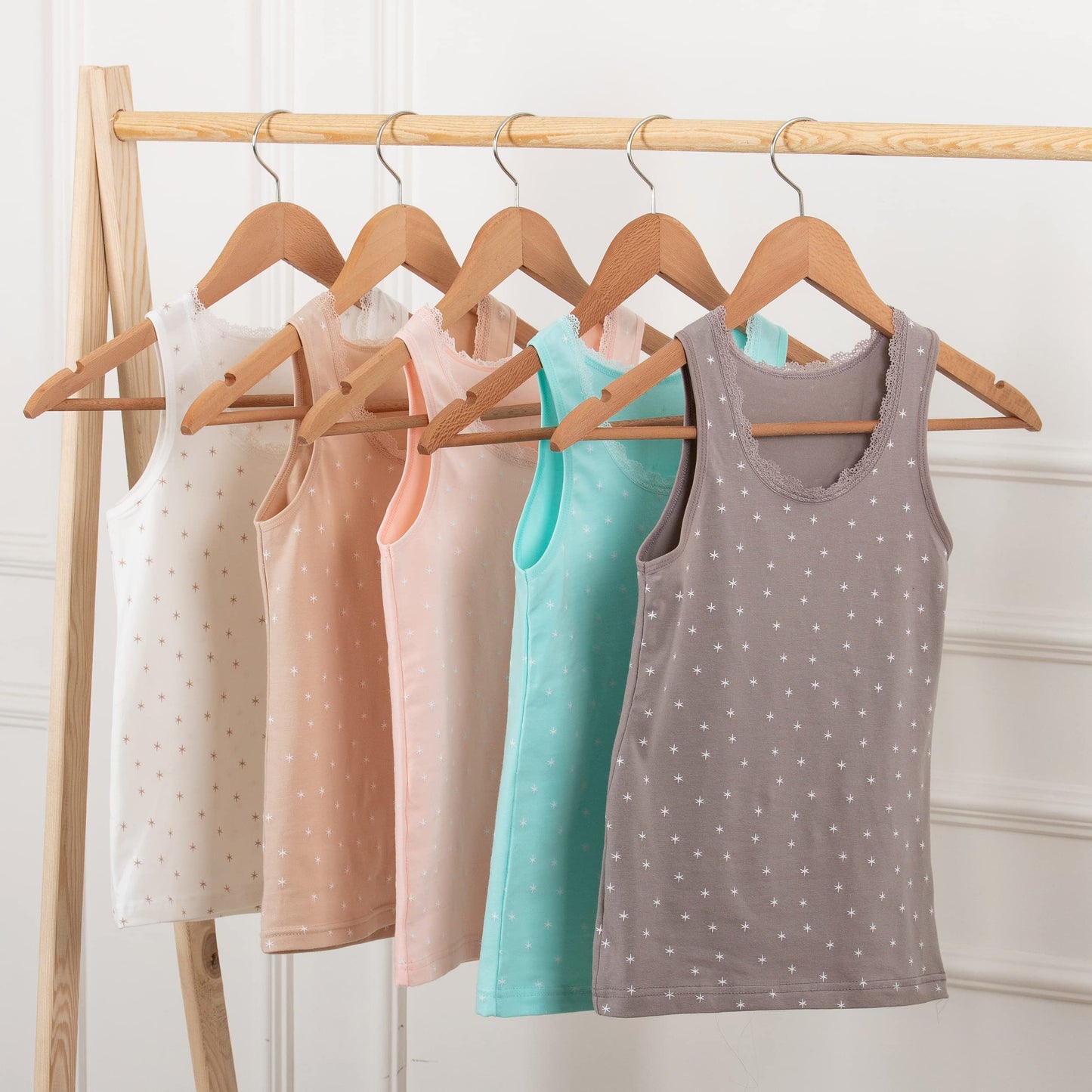 LOREZA ® 5 girls' cotton undershirts tank tops - sizes 92-170