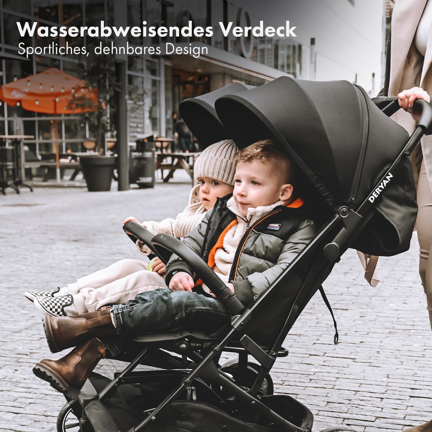Deryan XP X2 Kinderwagen Buggy 2 in 1 - Buggy klein zusammenklappbar - Geburt bis 4 Jahre - Baby Wagen pro Sitz belastbar bis 22kg - Kinderbuggy klappbar - KOMPAKT & FALTBAR - Grau
