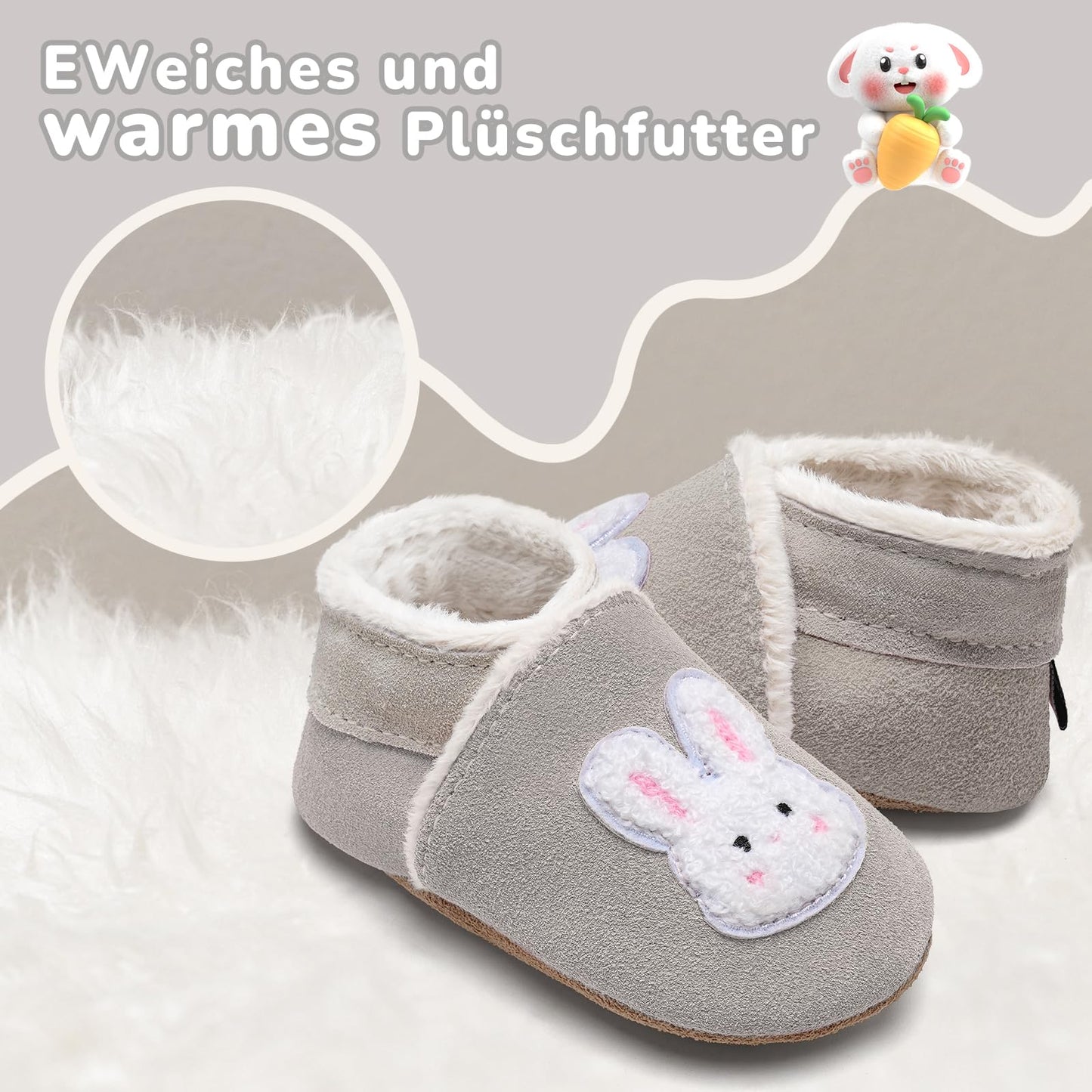 IceUnicorn Baby's Crawling Shoes, Winter First Walking Shoes, Baby Lined Leather Shoes, Soft Leather, Suede Soles, Leather Slippers