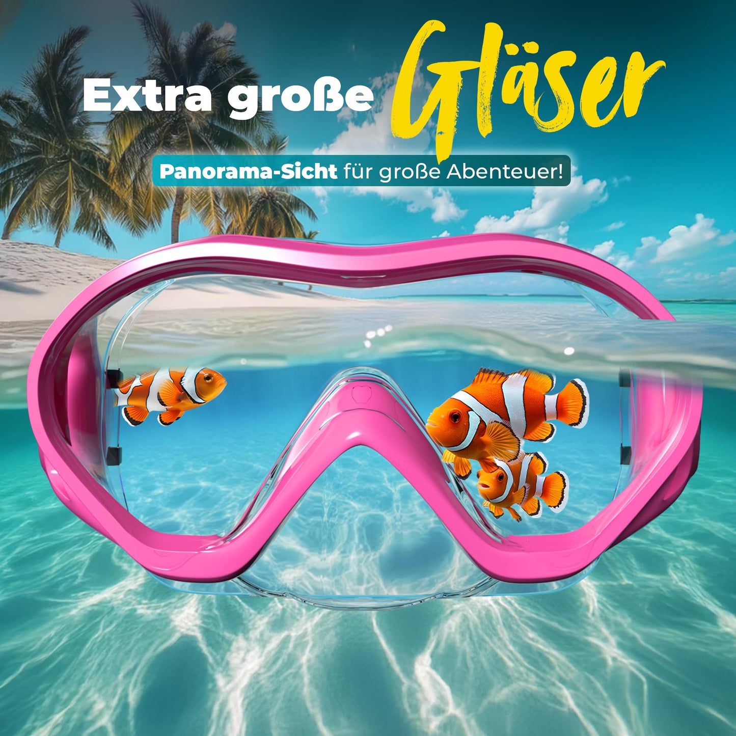 KIDVERSE Schnorchelset Kinder - Taucherbrille mit Schnorchel - Panorama Taucherbrille mit Nase - Kindertaucherbrille Alternative Schnorchelmaske