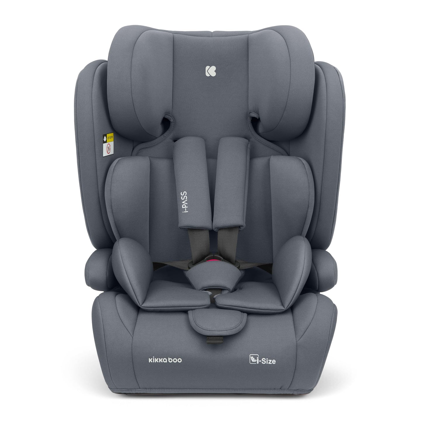 KikkaBoo i-Pass, Kindersitz 9–36 kg, Gruppe 1/2/3 Auto Kindersitz für Kinder 76–150 cm (15 Monate – 12 Jahre), i-Size, 13-fach verstellbare Kopfstütze, Schwarz - Meloni2