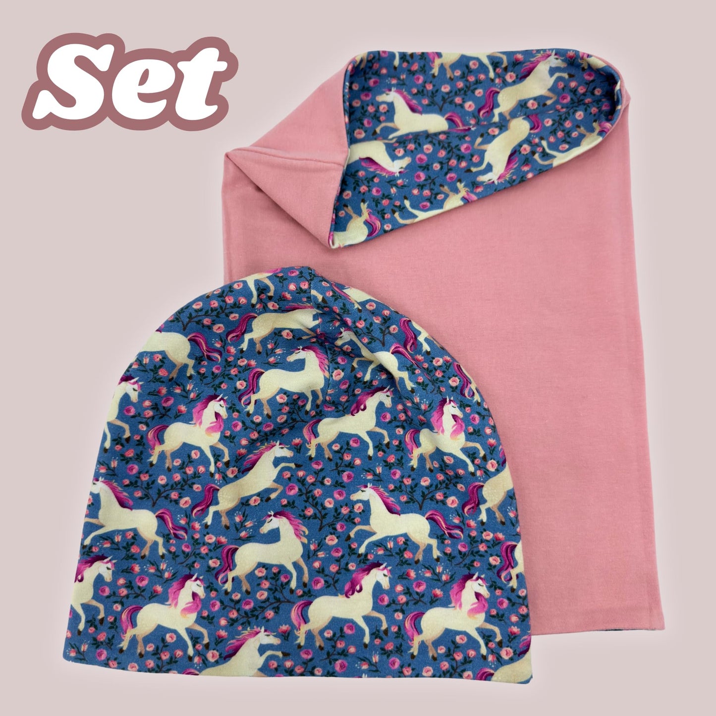 HECKBO Children's Beanie Hat & Scarf, Tube Scarf Set, for Girls and Boys, 95% Cotton, Autumn, Spring, Winter