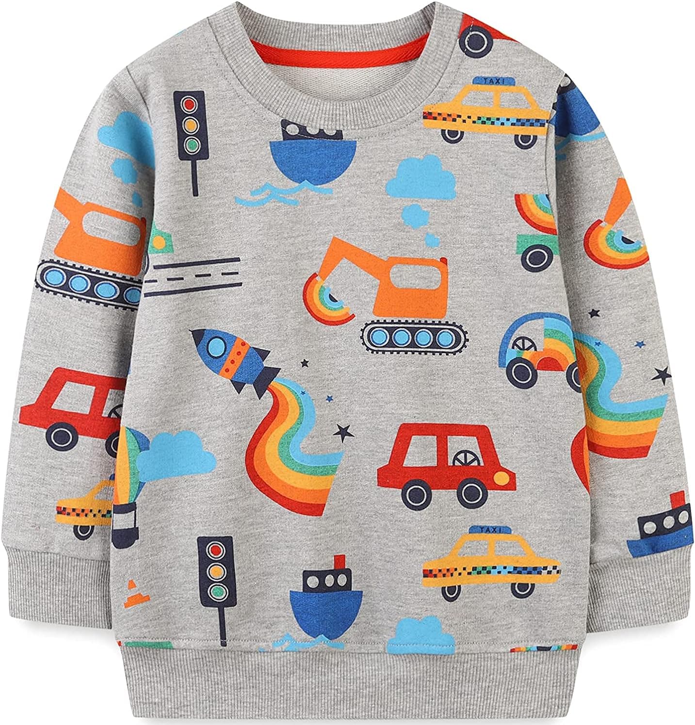 MUJOQE Jungen Sweatshirt Baumwolle Pullover Kinder Warme Langarm Shirt Activewear Tops 1-7 Jahre