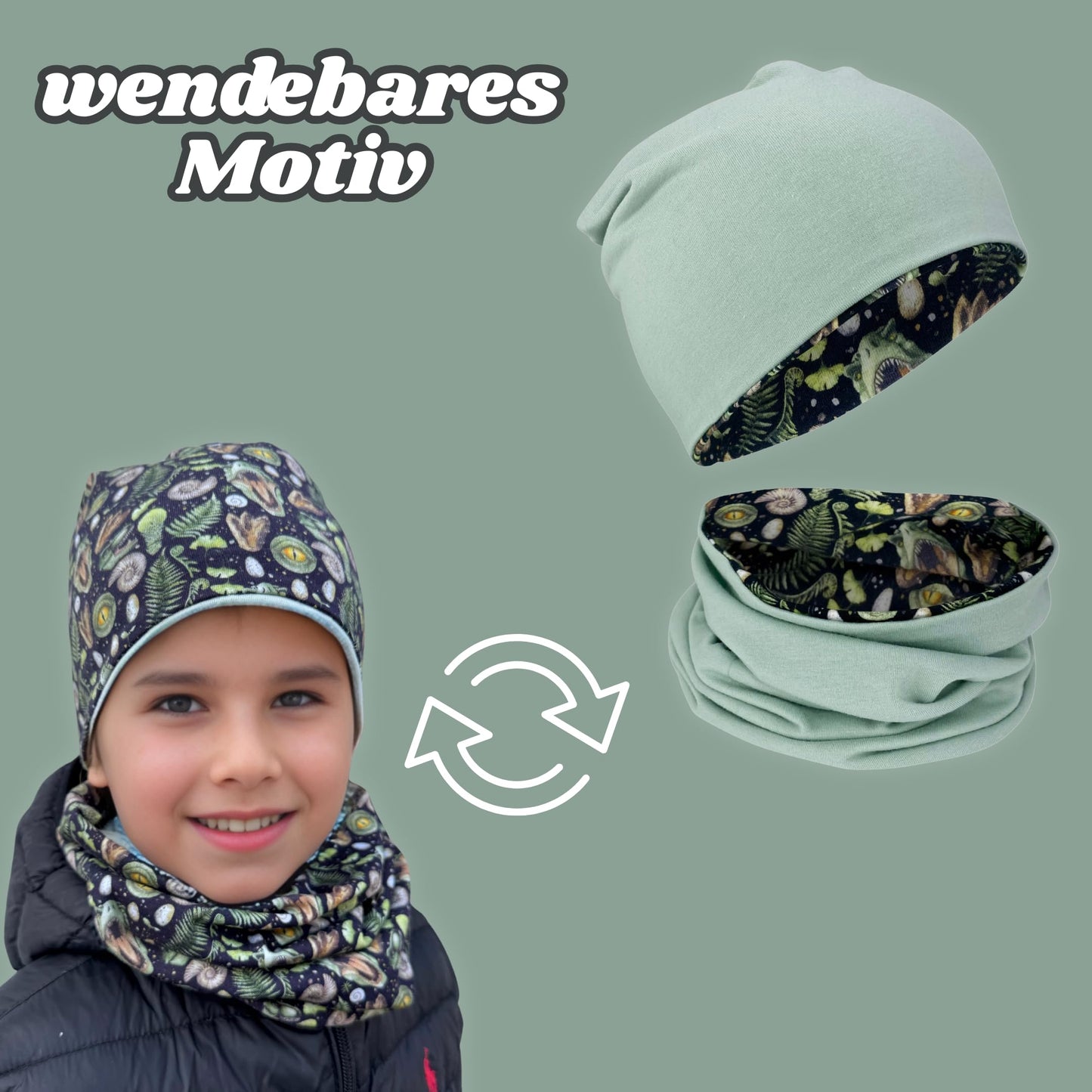 HECKBO Children's Beanie Hat & Scarf, Tube Scarf Set, for Girls and Boys, 95% Cotton, Autumn, Spring, Winter