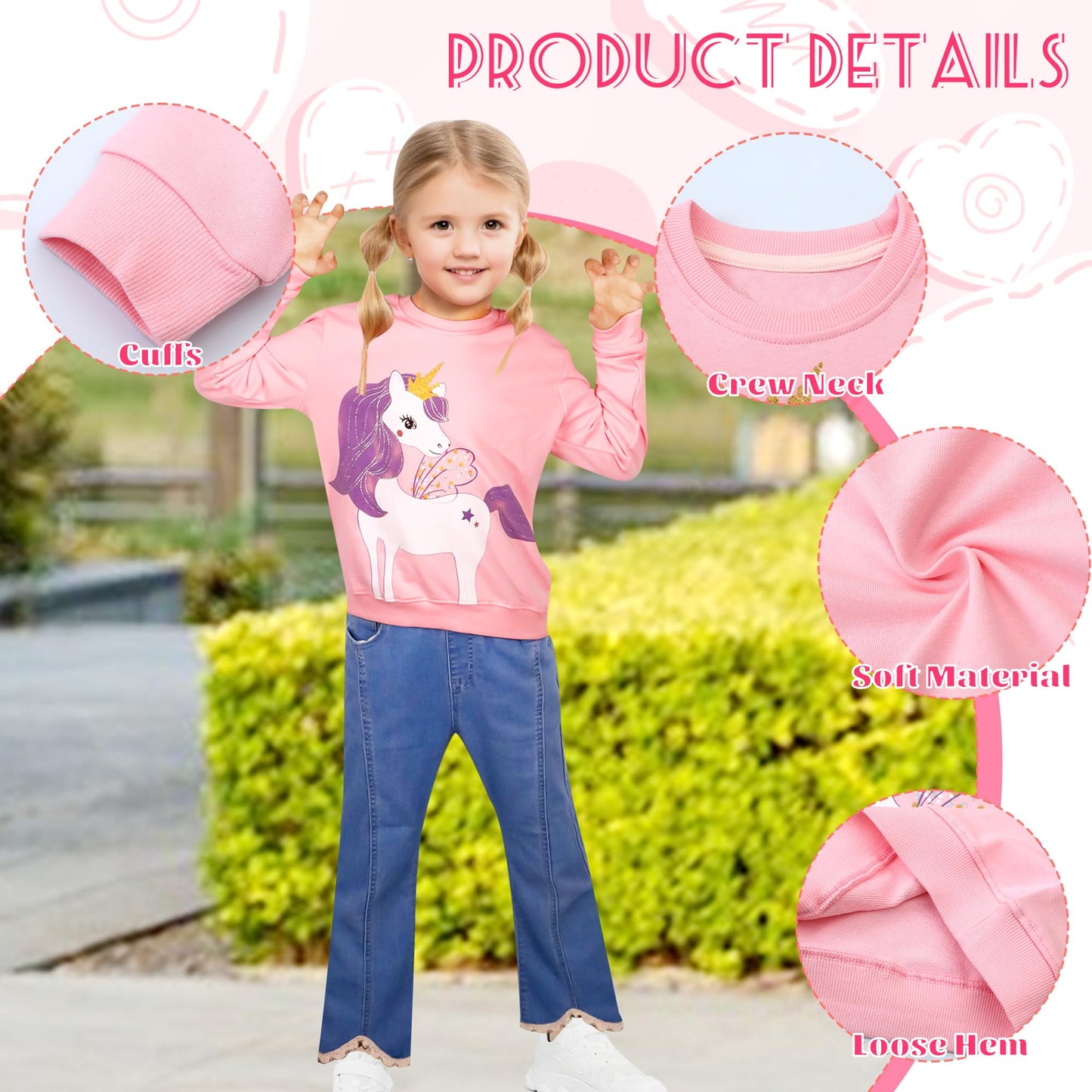 Baogaier Sweatshirt Mädchen Pullover Baumwolle Leichtgewicht Casual Sport Langarmshirt Pailletten Pelzig Tierdruck Kinder Kleidung Langarm Rundhalsausschnitt Tops 2-7 Jahre, Gr.92-122
