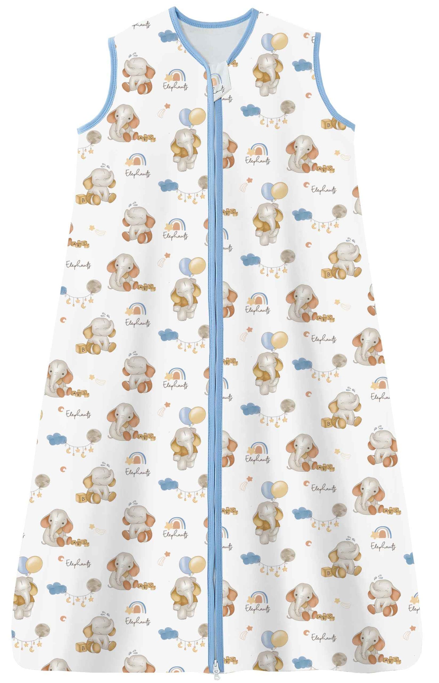 Chilsuessy Children's Sleeping Bag 1.5 Tog Pack of 2 Baby Sleeping Bag Made of 100% Cotton, Baby All-Year Sleeping Bag Pyjamas for Boys and Girls, 1.5 Tog/Elephant Lion + Green, 110 cm / Baby Height