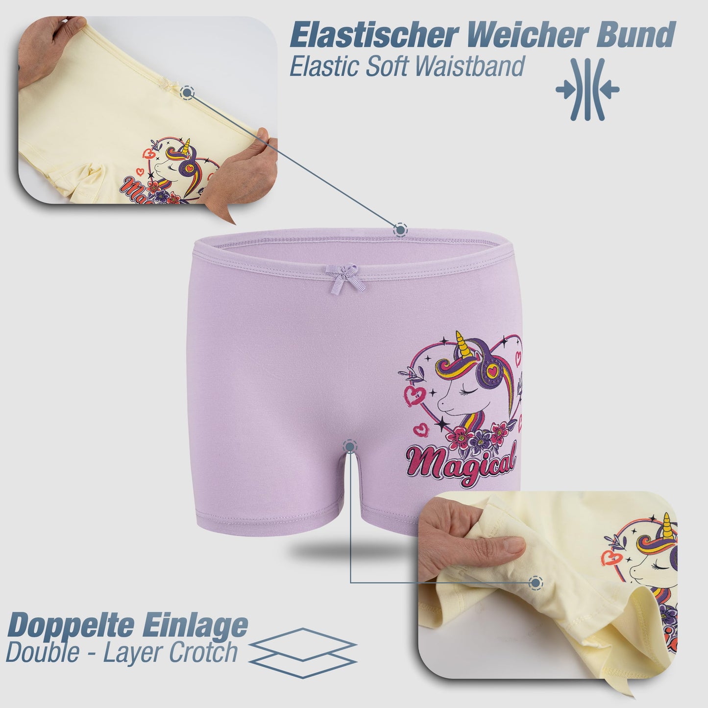 LOREZA ® 10er Pack Mädchen Pantys Boxershorts Unterwäsche aus Baumwolle - Gr. 92-170