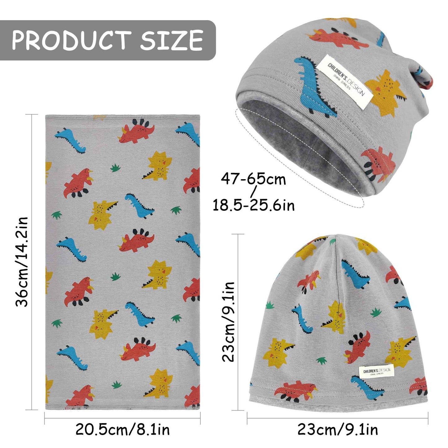 Kinder Beanie Mütze & Loop Schal Set, 95% Baumwolle Mütze Schal Set Mädchen Jungen 2-8 Jahren, Schlauchschal Warme Wintermütze Strickmützen für Herbst Winter Frühling