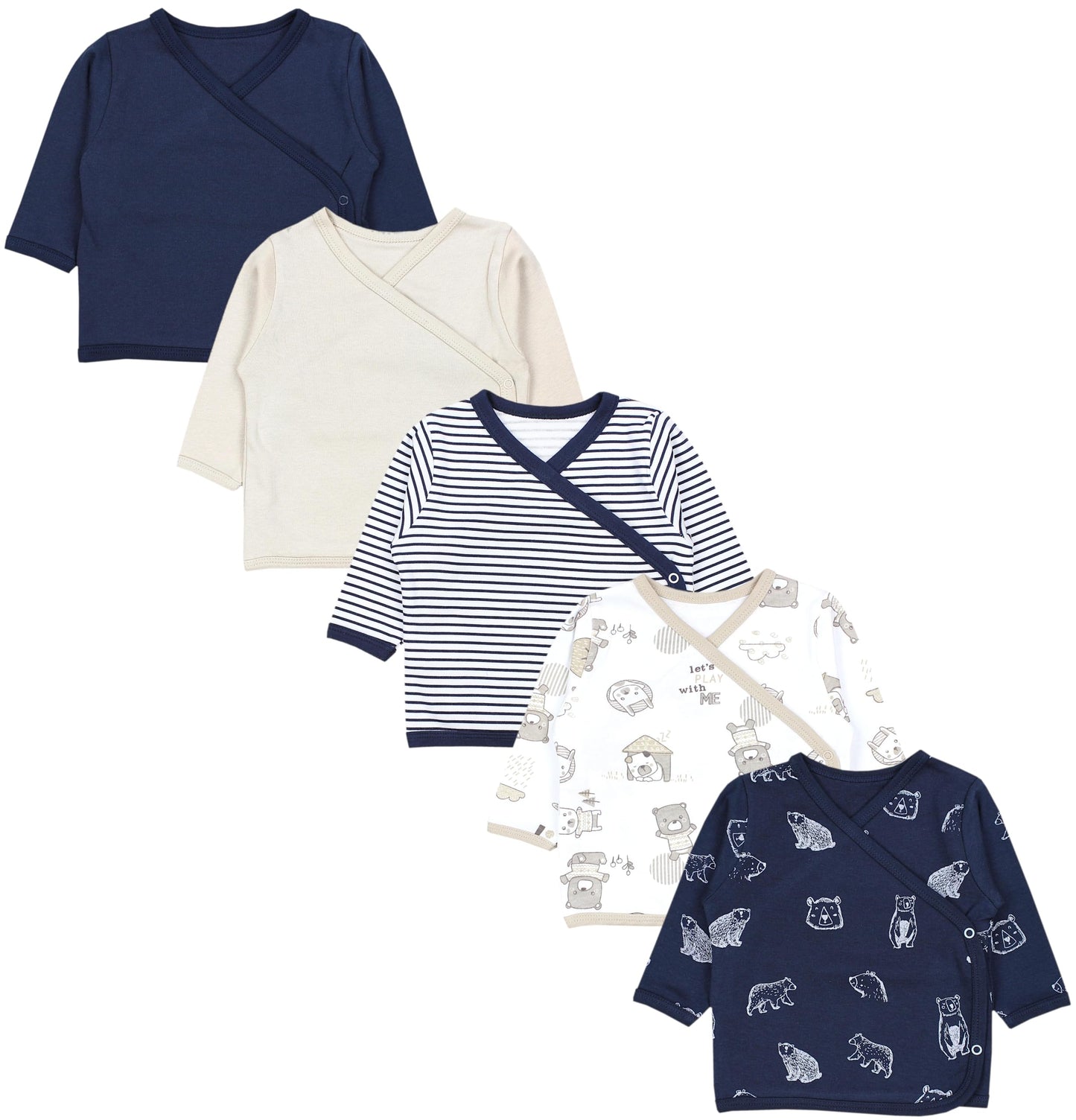 TupTam Baby Jungen Langarm Wickelshirt Baumwolle 5er Set