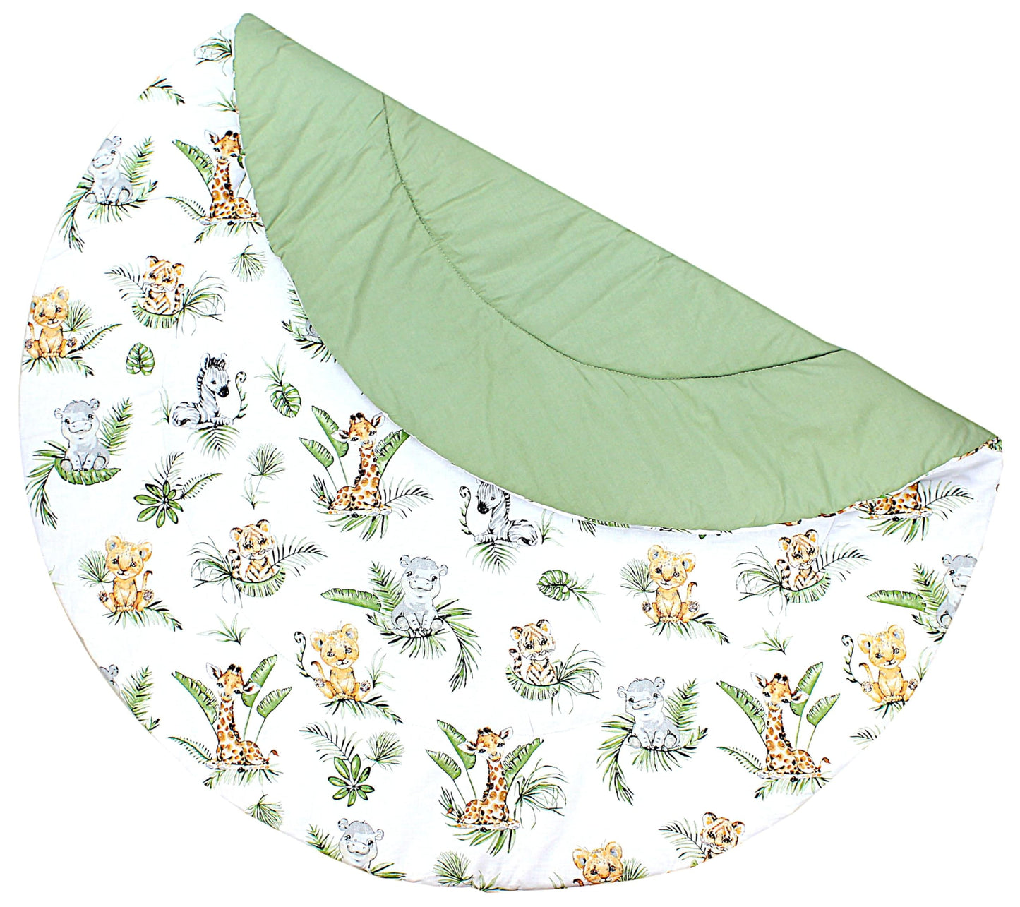 TupTam Krabbeldecke für Baby 120x120 cm - Gepolsterte Spieldecke Baby Baumwolle, XXL, OEKO-TEX, Weich & Hautfreundlich, Farbe: Wald/Beige