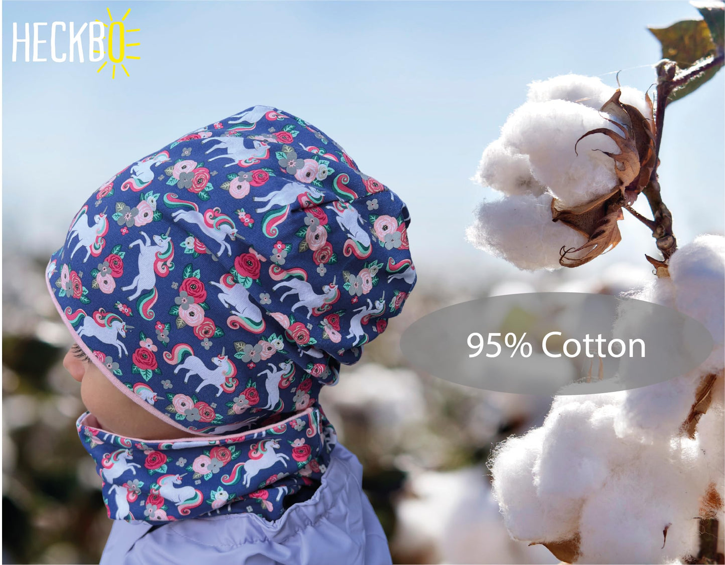 Heckbo 360° Reflector Children's Hat & Loop Scarf Set, Many Designs, 2–8 Years, 95% Cotton, Soft & Easy-Care Stretch Material, for Boys, Girls, Beanie for Spring, Summer, Autumn, Winter