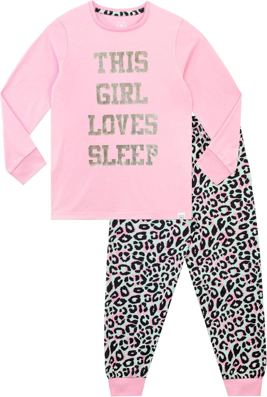 Harry Bear Schlafanzug Mit Sleep Aufdruck | Pyjamas Für Mädchen | Kinderpyjamas | Pyjamas Mädchen