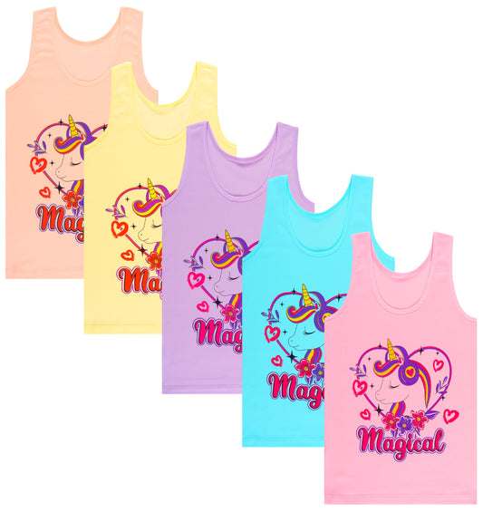 LOREZA ® 5 Mädchen Baumwolle Unterhemden Tank Top Kinder - Gr. 92-170