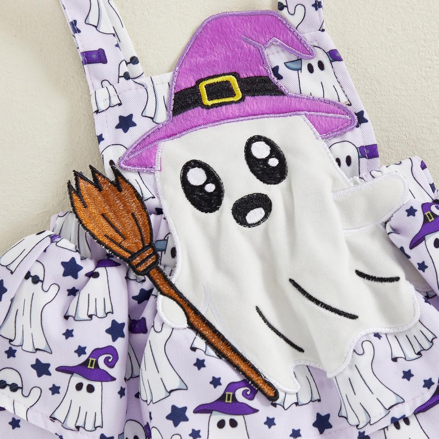 ESSECMBS Infant Baby Girl Halloween Romper Skirt 3 Pieces Clothing Set Long Sleeve Ruffle Shoulder Body Braces Pumpkin Ghost Skirt Headband Girls All Saints Clothing