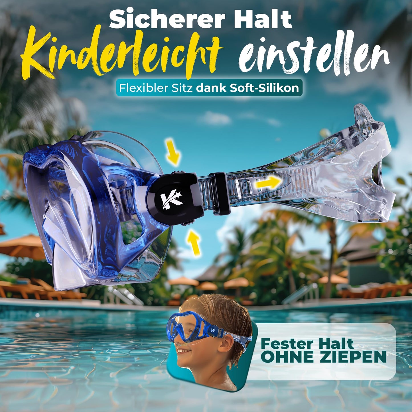 KIDVERSE Schnorchelset Kinder - Taucherbrille mit Schnorchel - Panorama Taucherbrille mit Nase - Kindertaucherbrille Alternative Schnorchelmaske