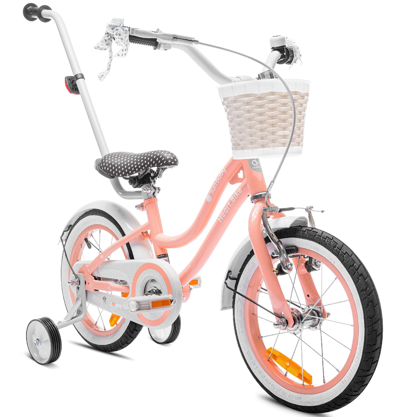sun baby Mädchenfahrrad 12, 14 und 16 Zoll Radgröße Heart Bike zur Auswahl, mit Abnehmbarer Schubstange, Kinderfahrrad für Mädchen von 2 bis 6 Jahre - Meloni2