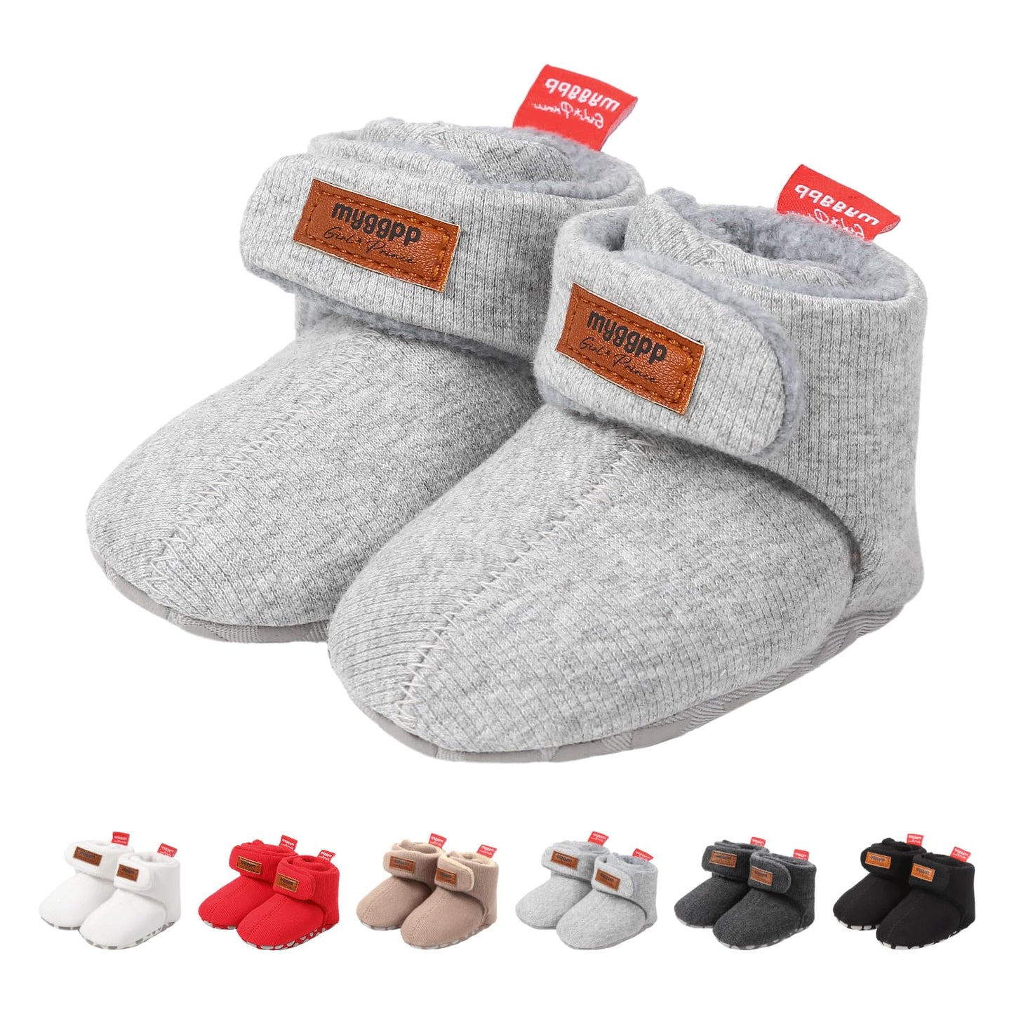 Tolaler Baby Newborn Fleece Booties Unisex, Thickened Lining, Warm Baby Winter Shoes, Adjustable Non-Slip with Soft Sole, Baby Booties/Everyday Wear (0–18 Months)