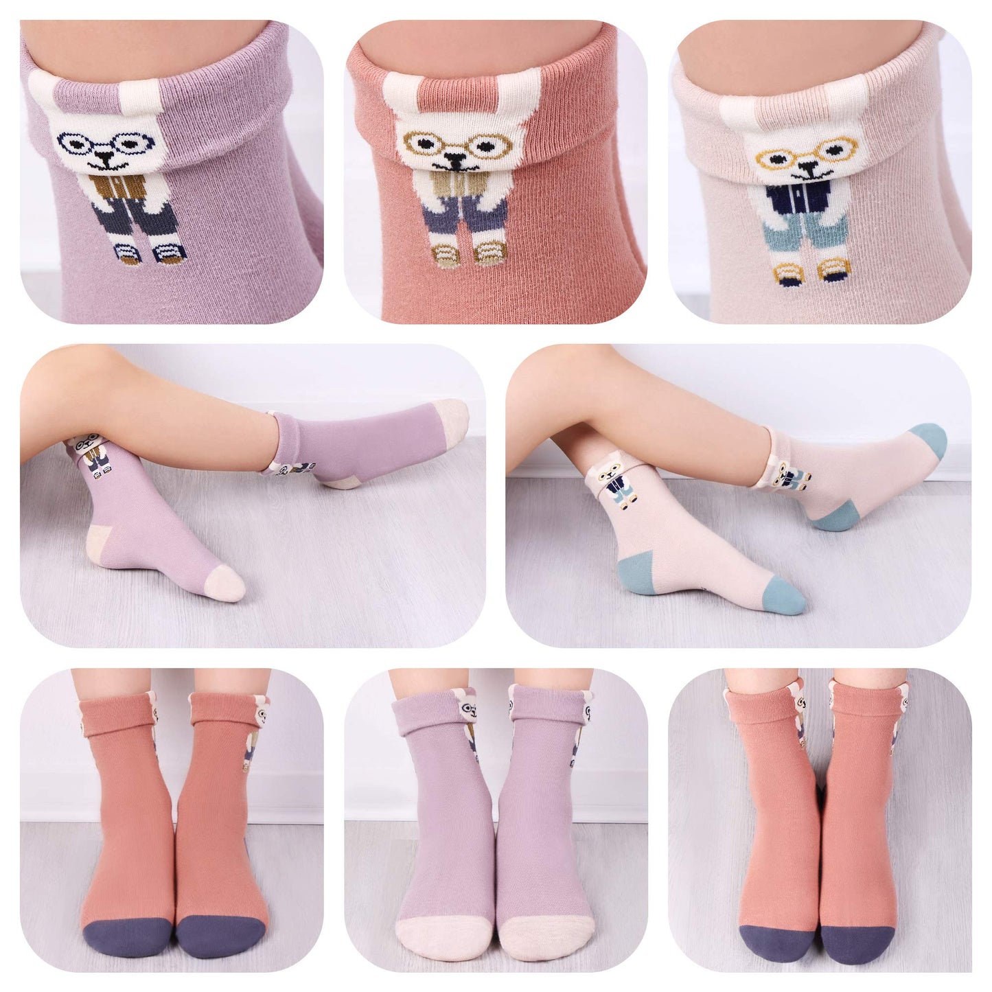 L&K-II 10/12 Paar Kinder Mädchen Socken mit niedlichen Herzmustern Kids Füßlinge Sneakersocken bunt 2825