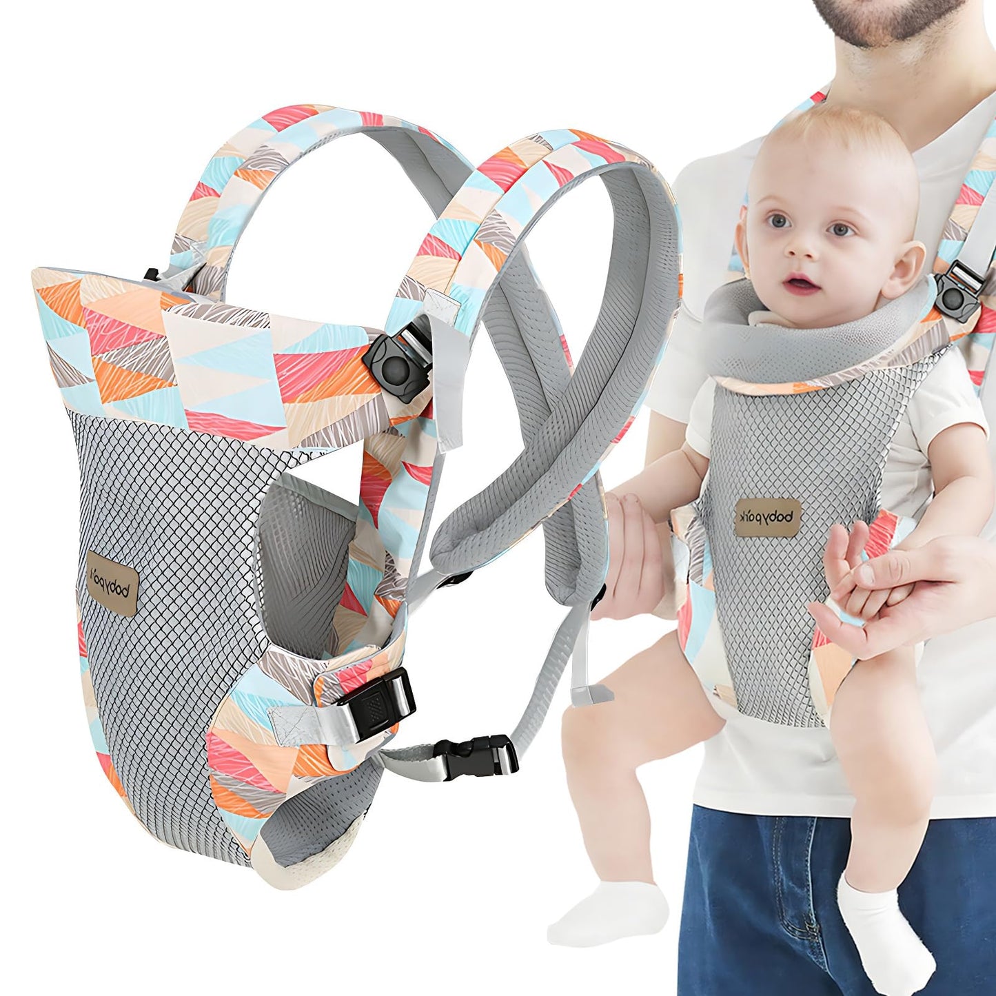 Baby Tragetuch, Multifunktional Baby Carrier, Ergonomische Verstellbar Atmungsaktiv Rückentrage, 4-in-1 Baby Bauchtrage Für Babys Von 0-36 Monaten, A
