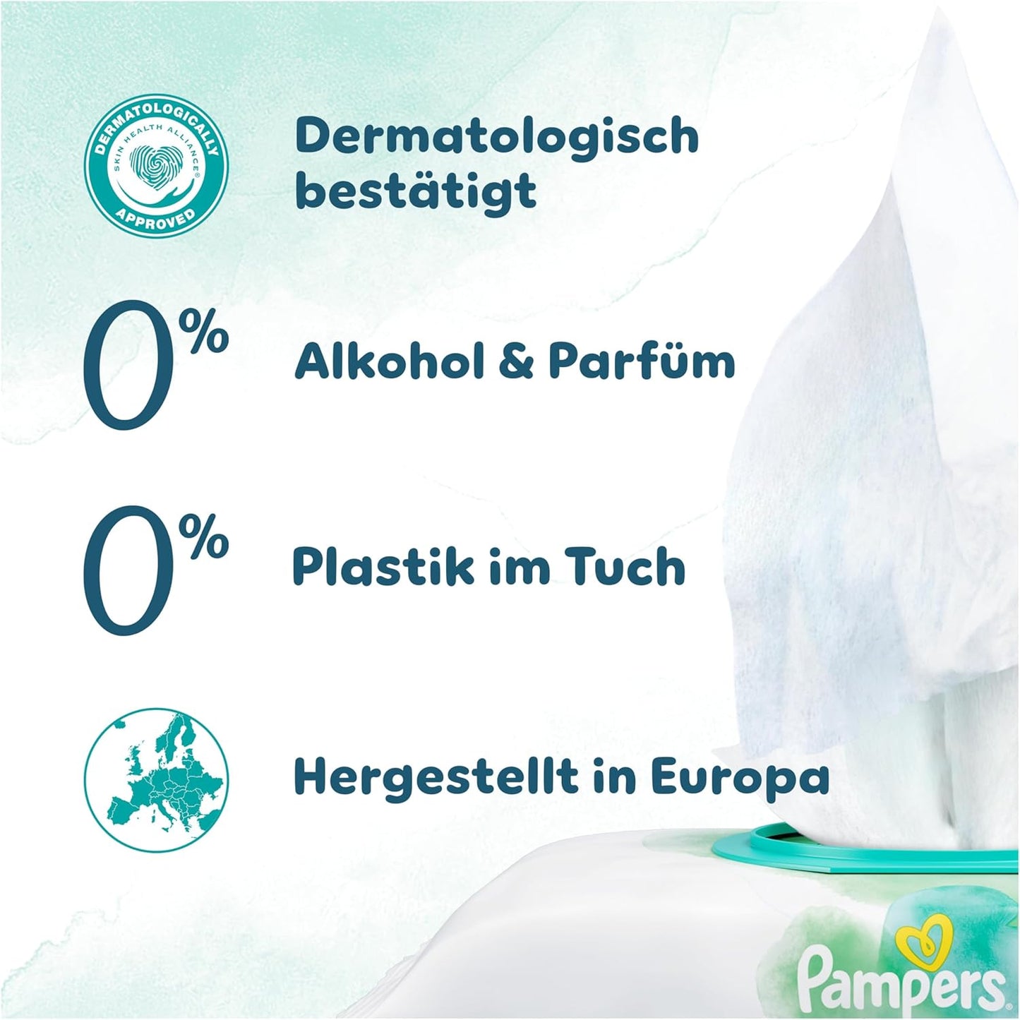 Pampers Harmonie Aqua Baby Feuchttücher Box, 1440 Tücher (15 x 96), sanfter Hautschutz für zarte Haut mit 99% Wasser