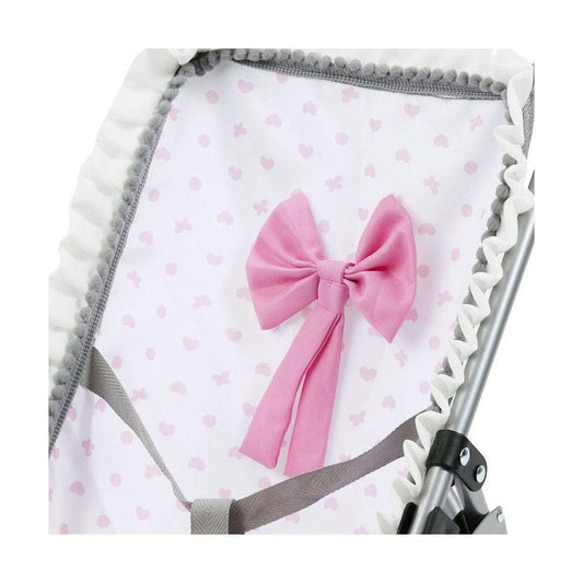 Weißer Puppensitz Reig Regenschirm mit rosa Punkten für Puppenwagen