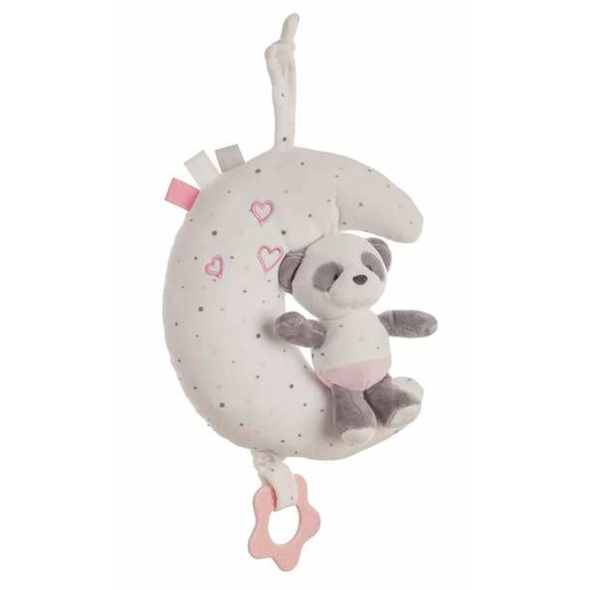 Musik-Rassel Baby Panda mit rosa Mond Plüschtier für Babys