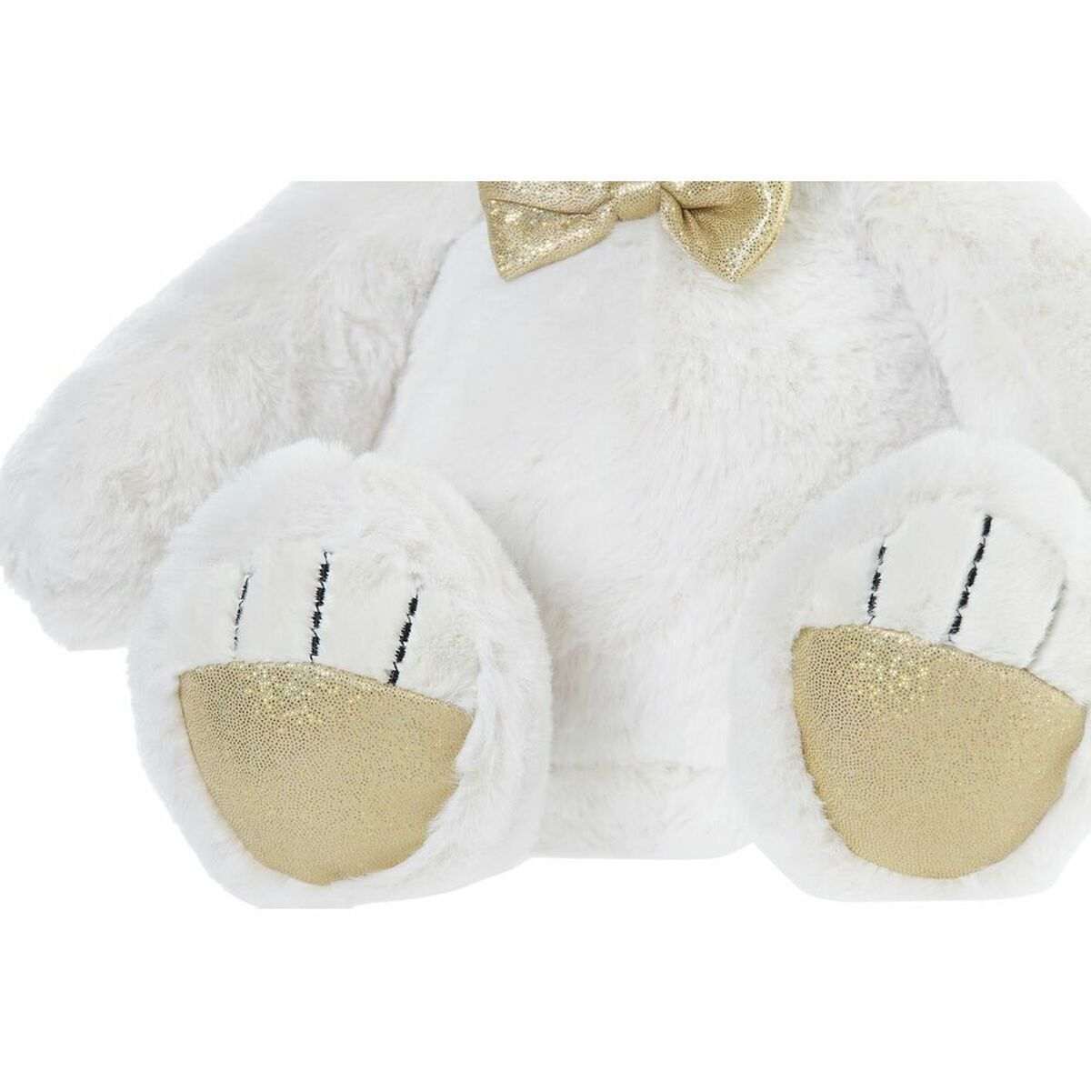 Plüschbär DKD Home Decor weiß-gold Kuscheltier für Kinder 30 x 40 cm