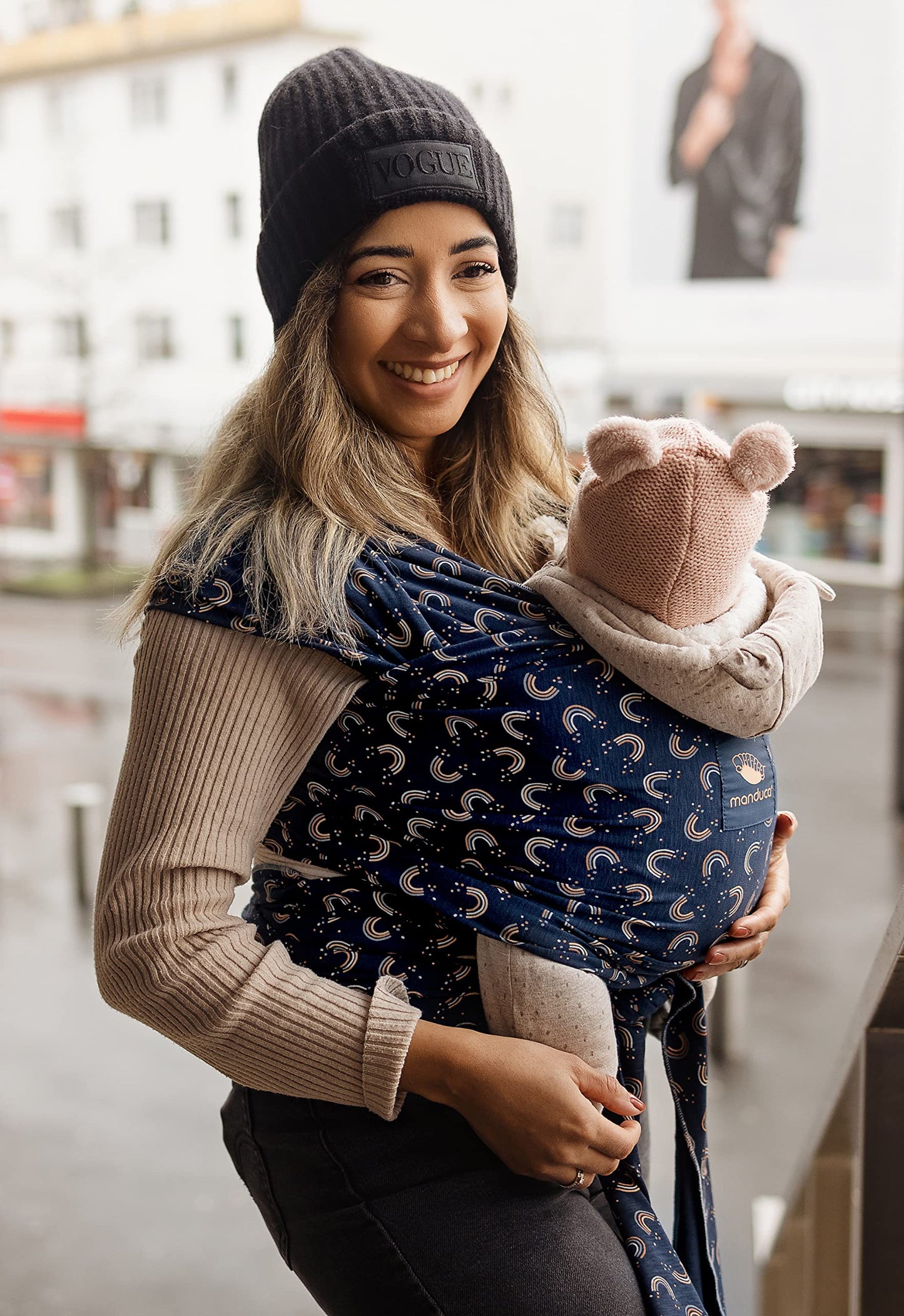 manduca Sling - Babytragetuch - Elastische Babytrage für Neugeborene von der Geburt bis zu 15 kg - Bio-Baumwolle - GOTS zertifiziert