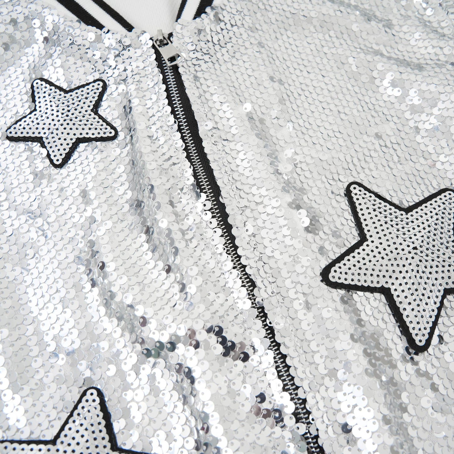 LOLANTA Girls Sequin Bomber Jacket with Pockets Zipper Long Sleeve Glitter Baseball Jackets for Kids 4-13 Years