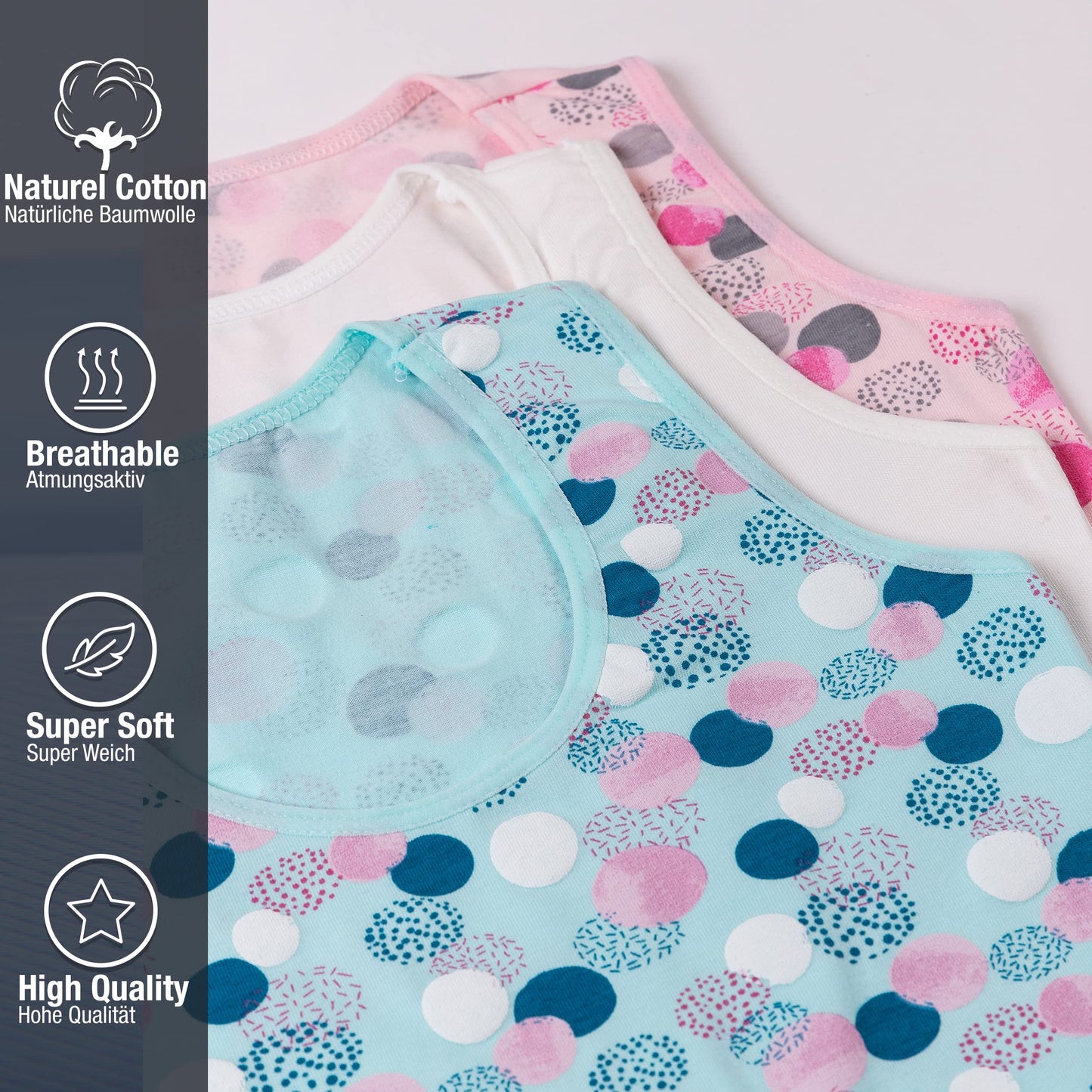 LOREZA ® 5 girls' cotton undershirts tank tops - sizes 92-170