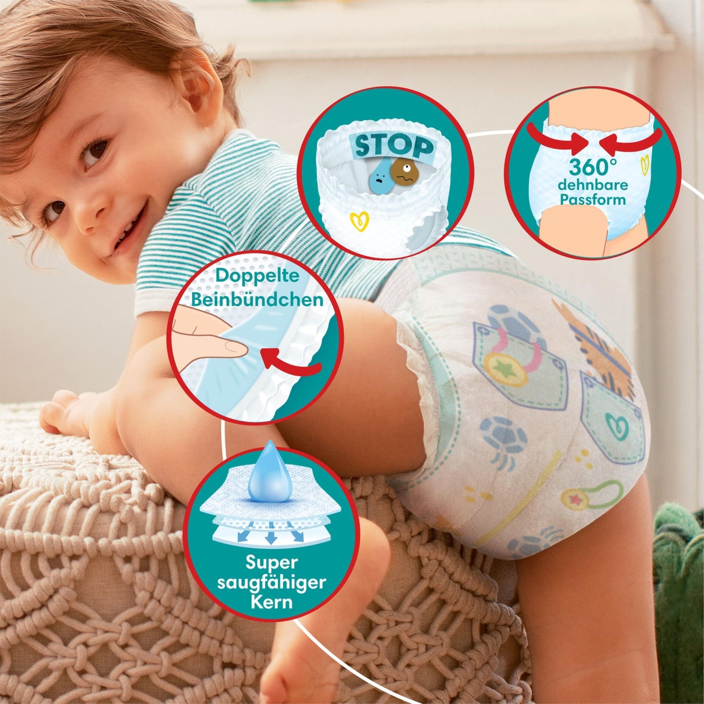 Pampers Baby-Dry Pants Größe 6, 138 Windeln, 13kg-19kg, 360° Passform hilft, Auslaufen zu verhindern