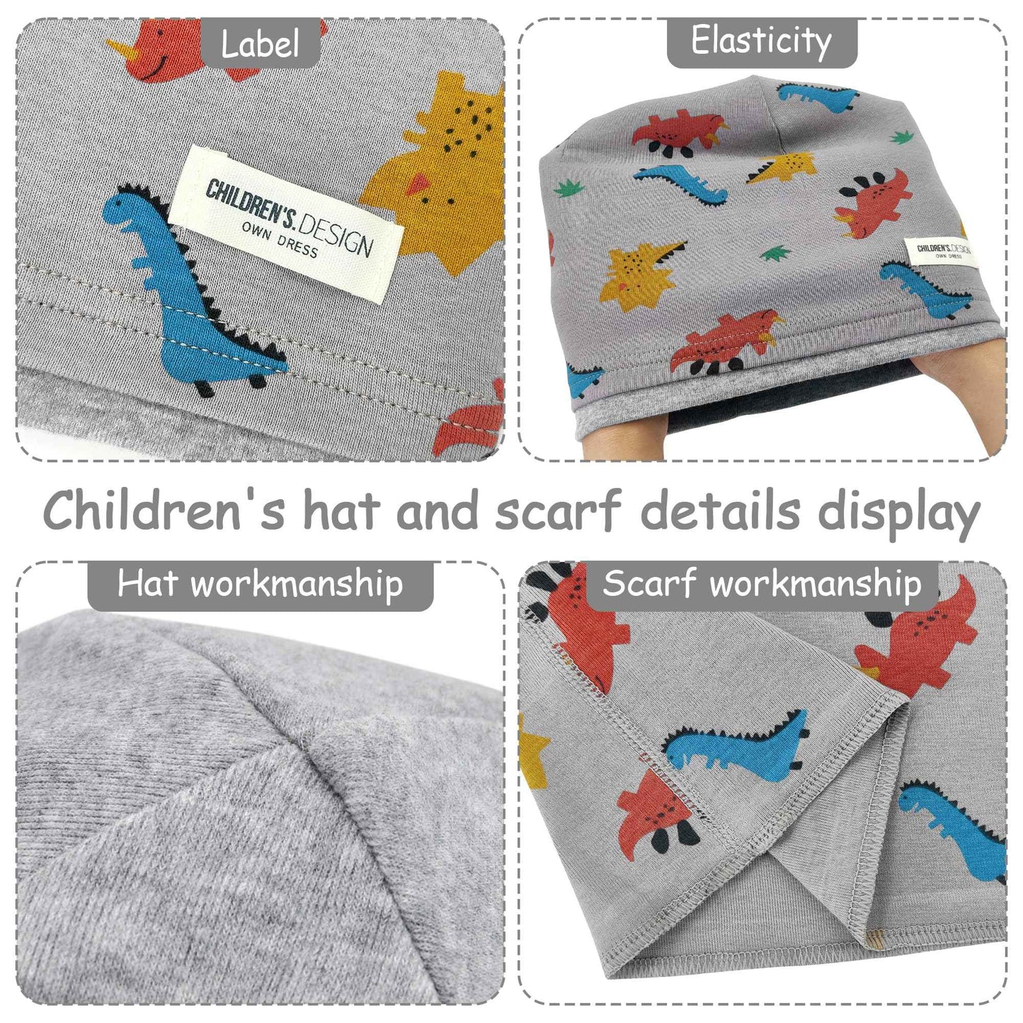 Kinder Beanie Mütze & Loop Schal Set, 95% Baumwolle Mütze Schal Set Mädchen Jungen 2-8 Jahren, Schlauchschal Warme Wintermütze Strickmützen für Herbst Winter Frühling
