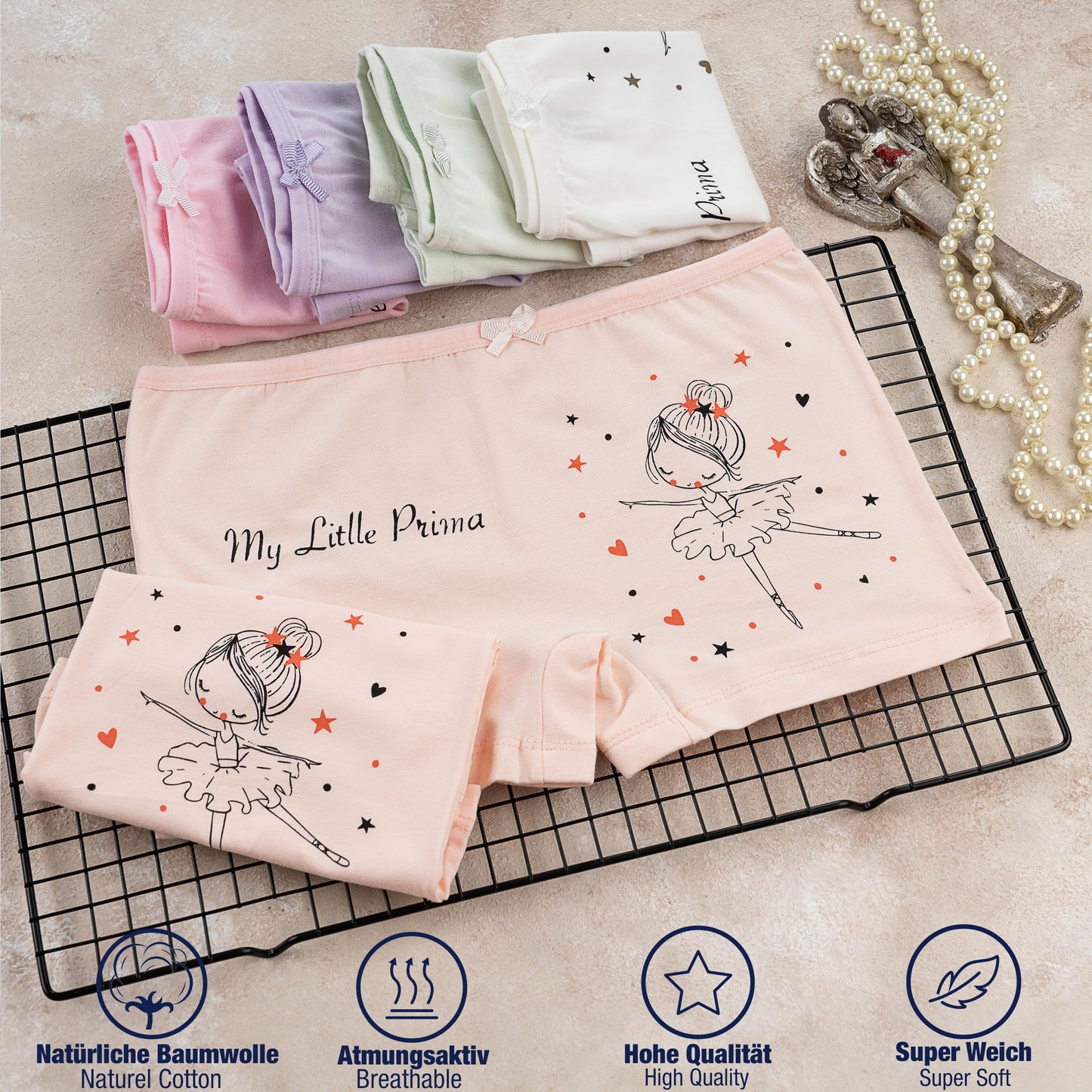 LOREZA ® 10er Pack Mädchen Pantys Boxershorts Unterwäsche aus Baumwolle - Gr. 92-170