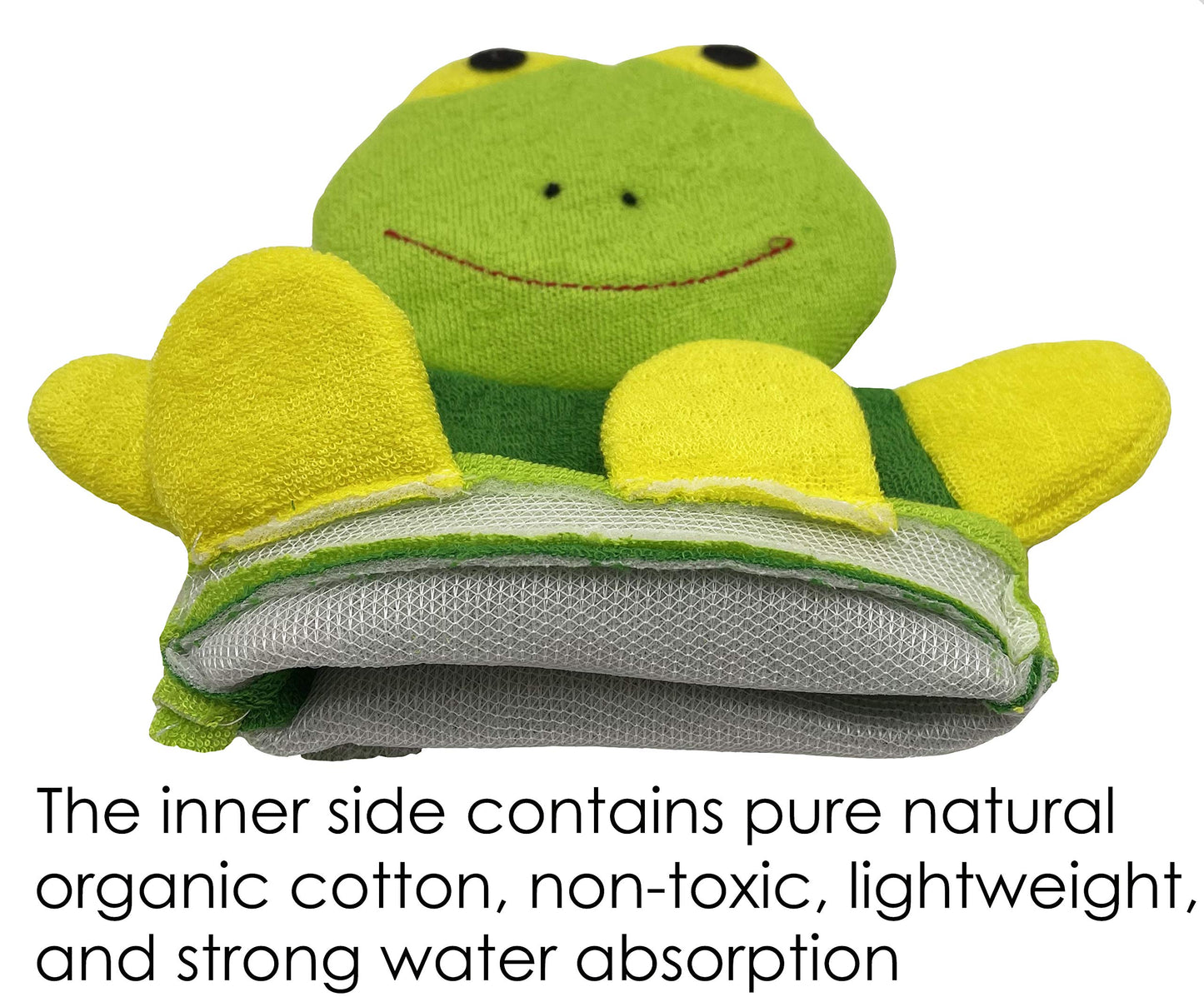 VAIYNWOM Frog Wash Mitt with Animal Motif for Happy Bathing Fun, Wash Mitt for Babies and Children from 0+ Months