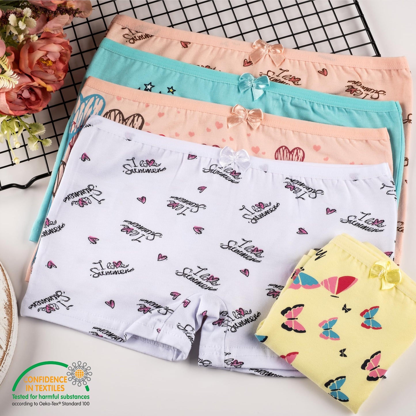 LOREZA ® 10er Pack Mädchen Pantys Boxershorts Unterwäsche aus Baumwolle - Gr. 92-170