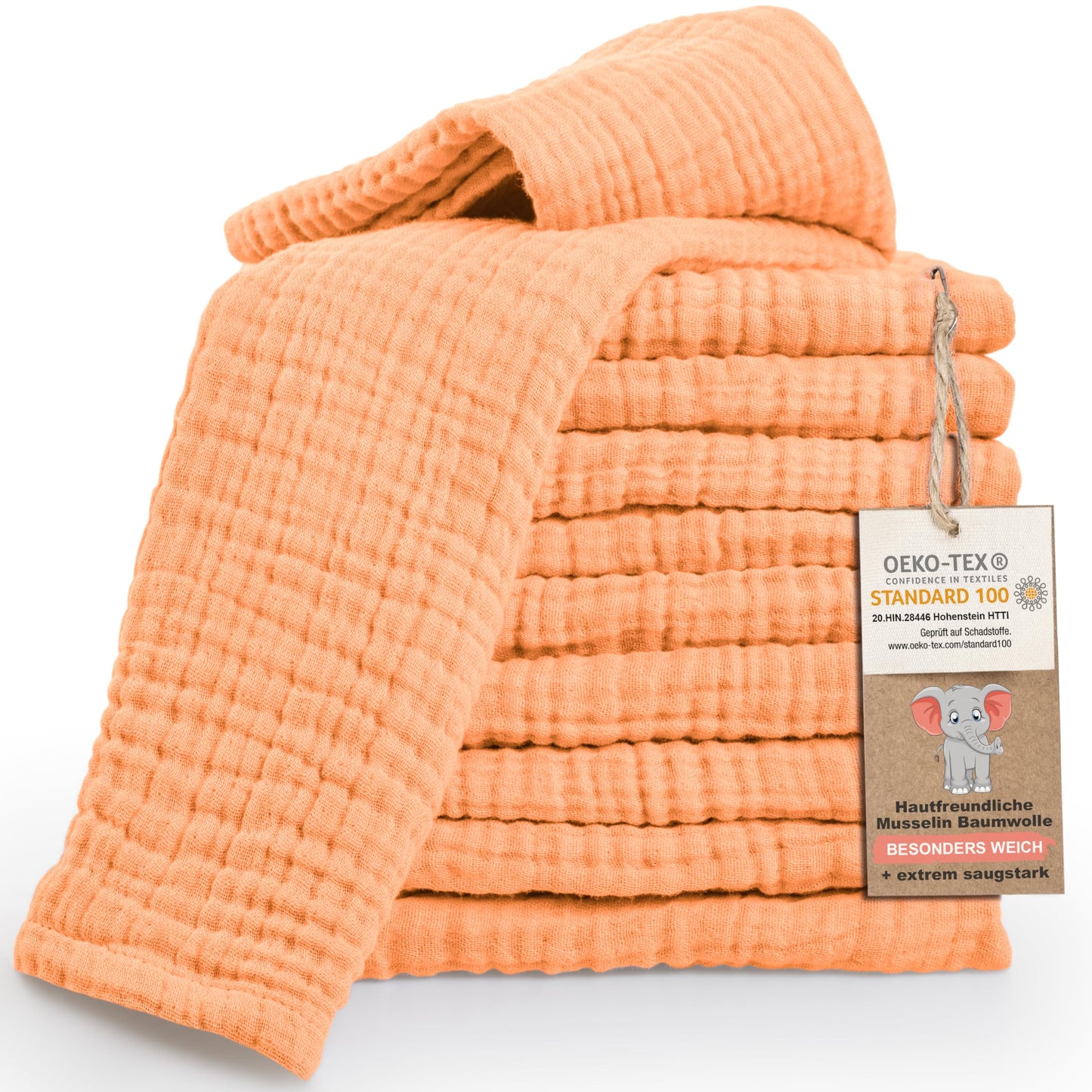 LAYNENBURG 10er-Set Premium Spucktücher Baby aus extra weichem Musselin - 100% Baumwolle - 30x50cm - Oeko Tex 100 - Musselin-tücher als Mulltücher, Mullwindeln oder Stoffwindeln (weiß)