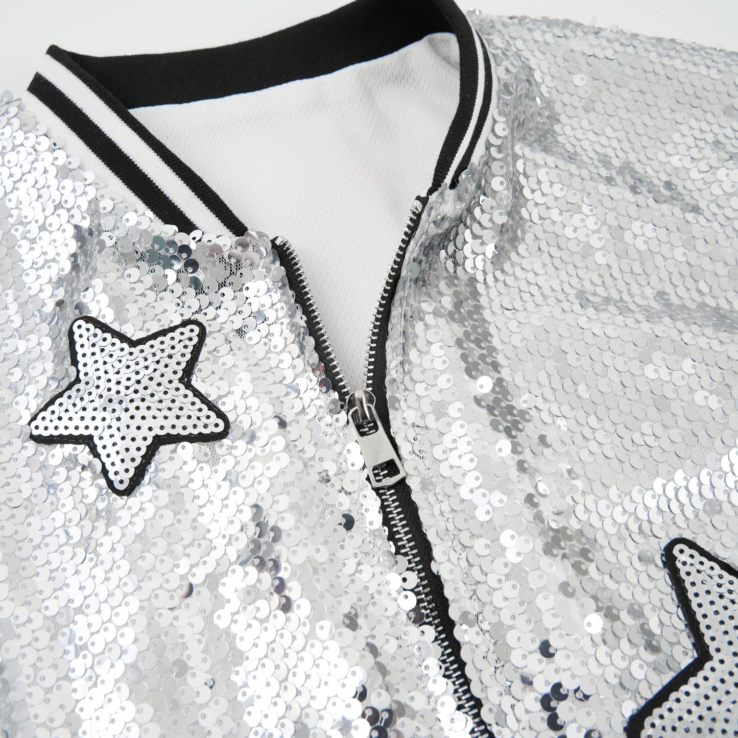 LOLANTA Girls Sequin Bomber Jacket with Pockets Zipper Long Sleeve Glitter Baseball Jackets for Kids 4-13 Years