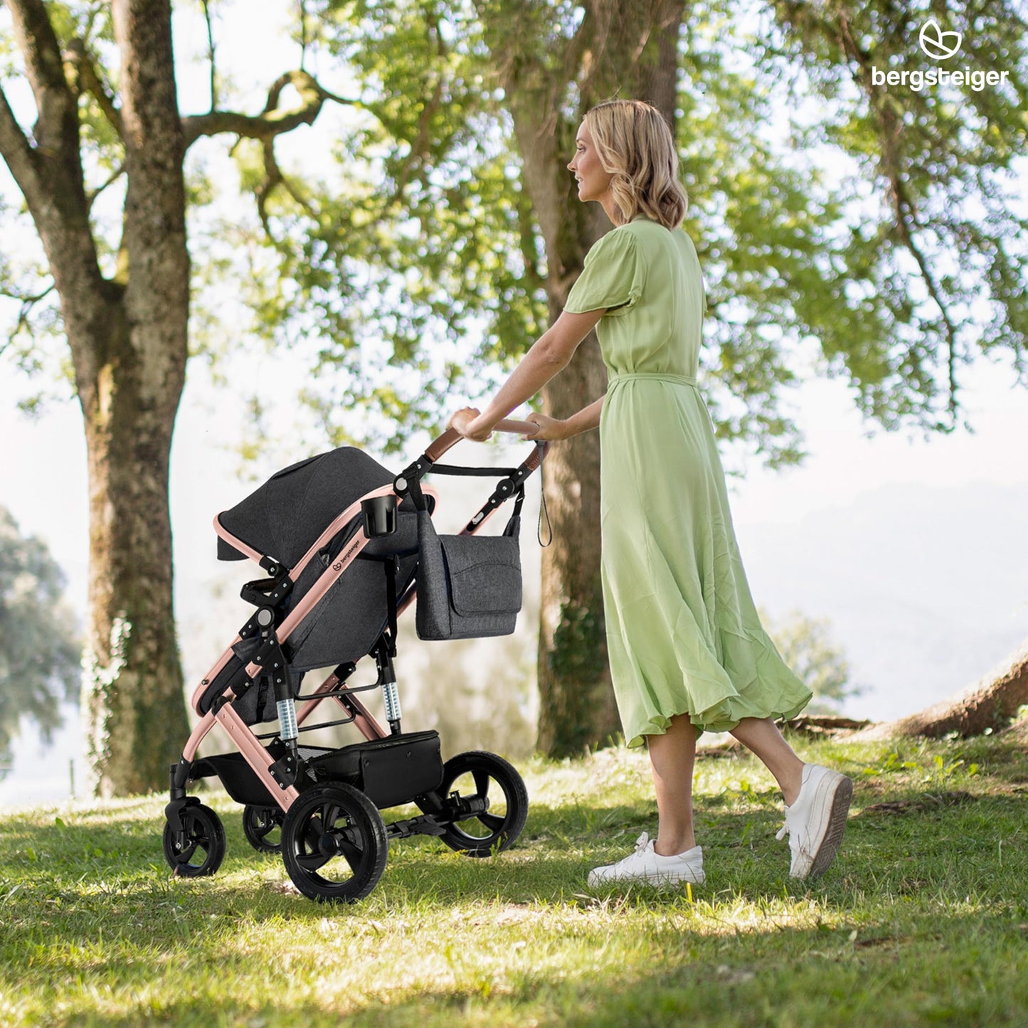 Bergsteiger Nizza 3 in 1 Kinderwagen, Kombikinderwagen Komplettset, Auto-Babyschale & Isofix Station, Babywanne & Buggy Sportsitz inklusive