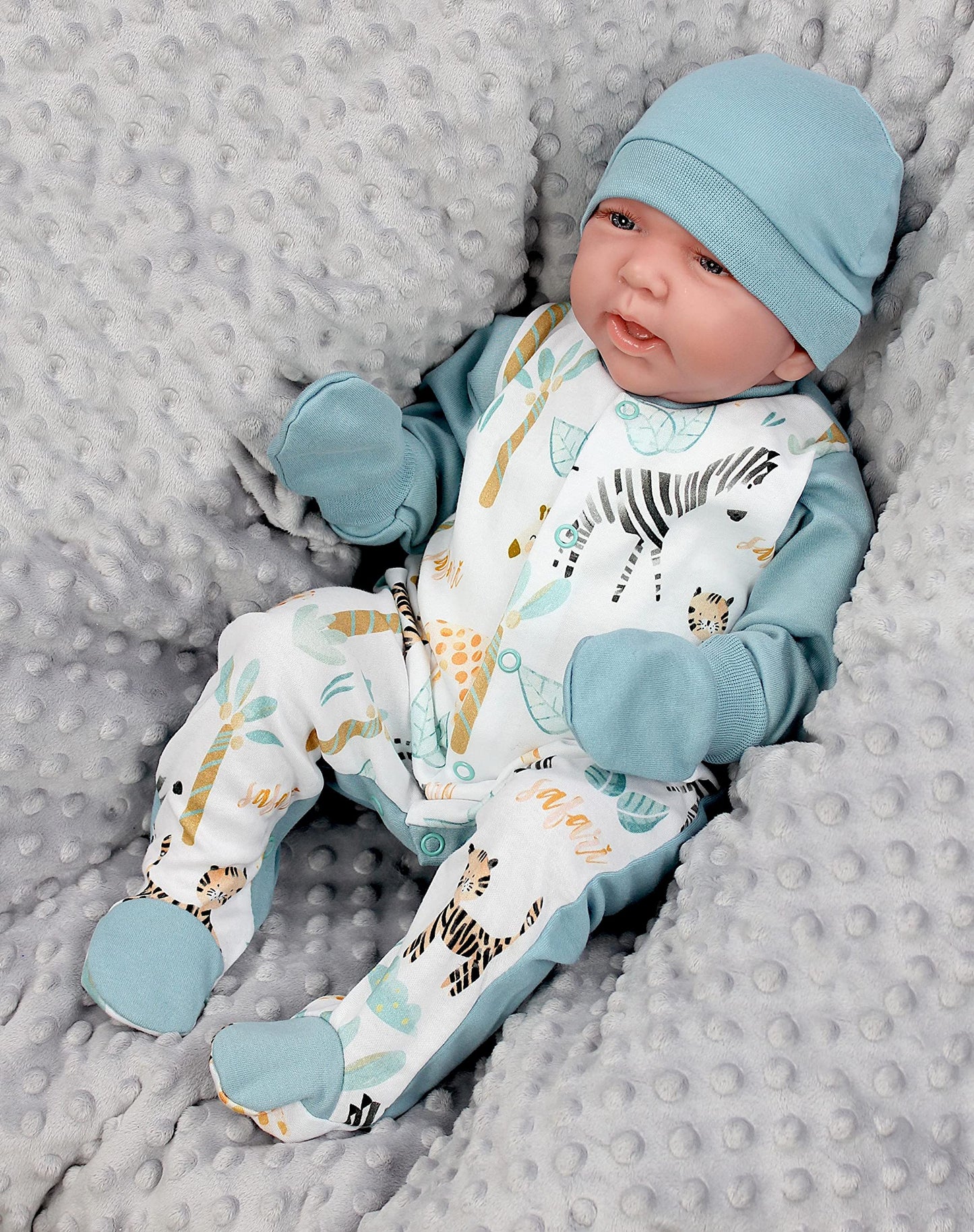 TupTam Baby Kleidung Set Jungen Langarm Bekleidung Neugeborene Füßlingen Hose Body Strampler Mütze 5 tlg