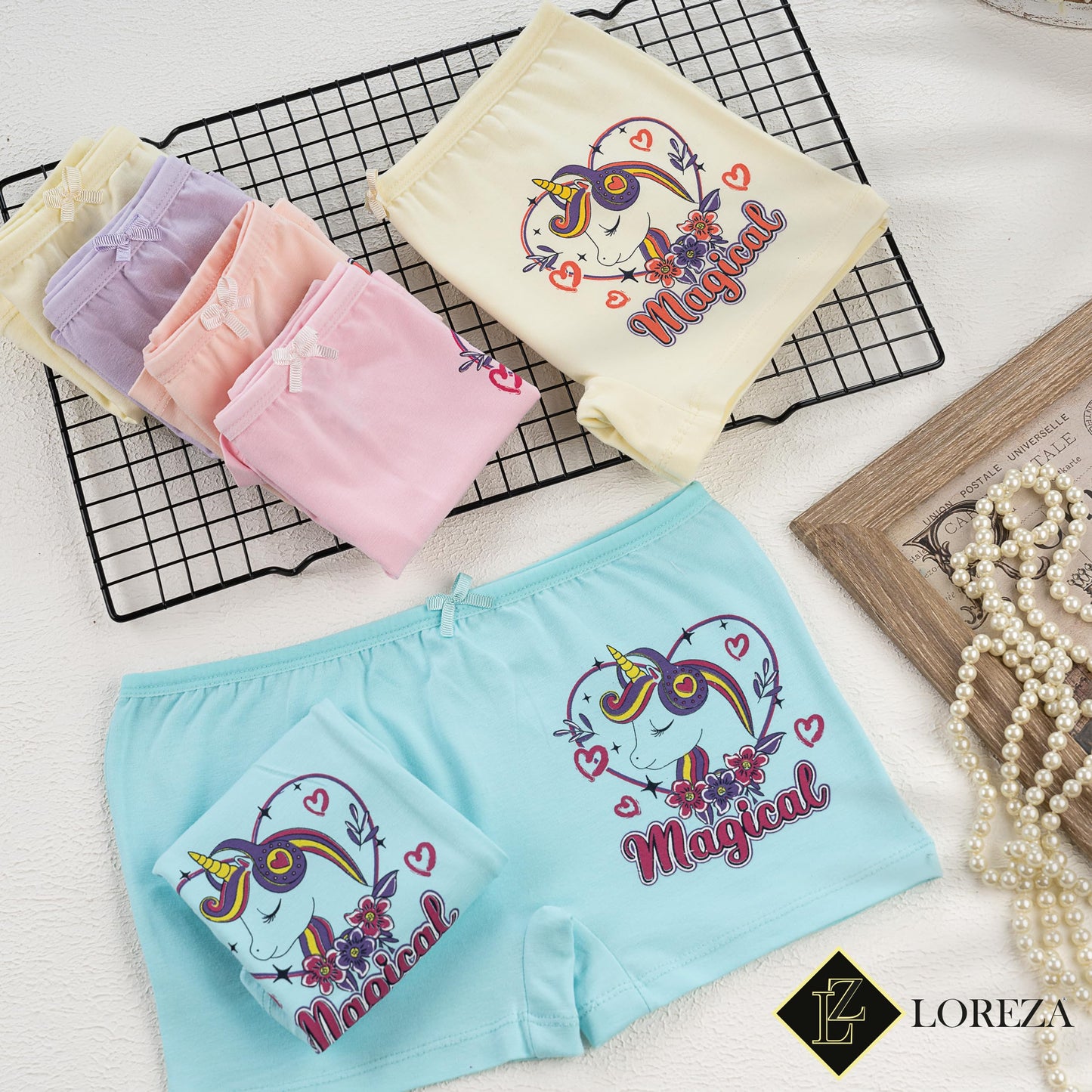 LOREZA ® 10er Pack Mädchen Pantys Boxershorts Unterwäsche aus Baumwolle - Gr. 92-170