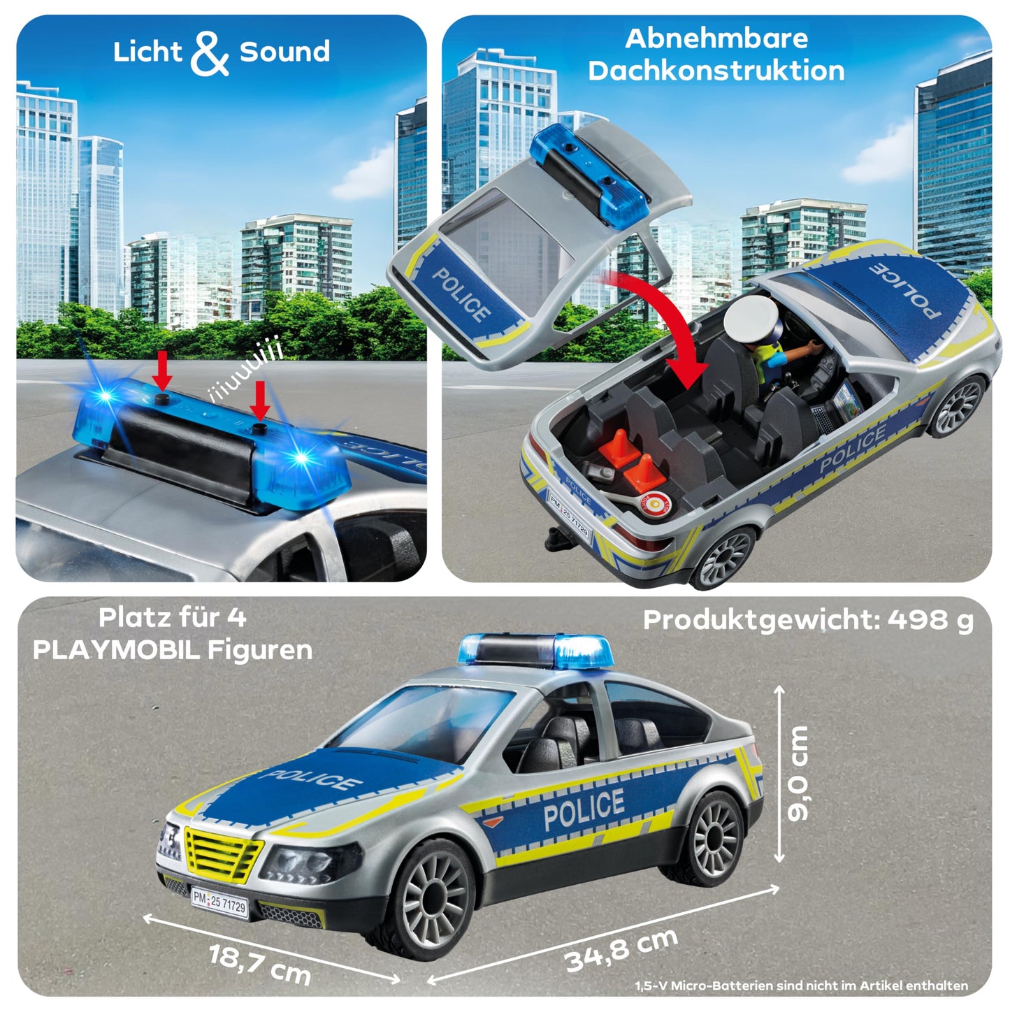 PLAYMOBIL | Action Heroes | Polizei Streifenwagen | Polizeiauto | Spielzeugauto | Spielzeug für Kinder ab 4 Jahren | 71729