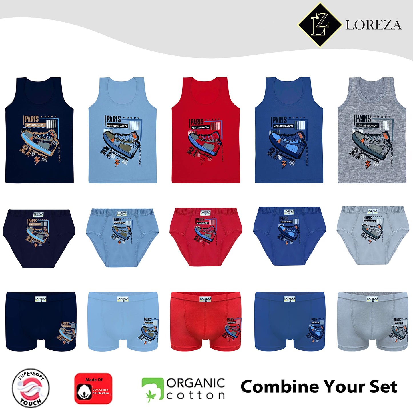 LOREZA ® 10 Pack Jungen Slips aus Baumwolle Unterhosen Größe 92-158